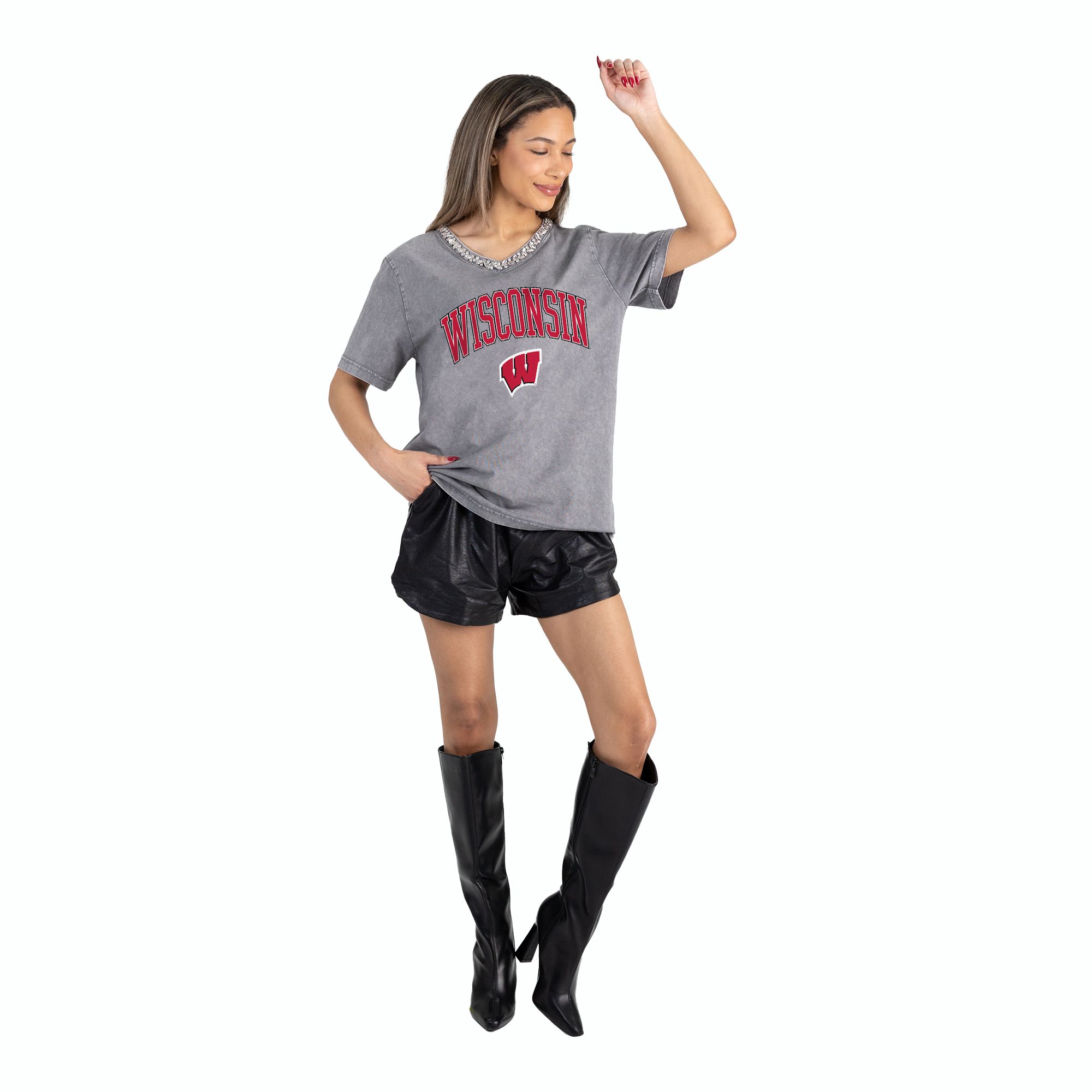 Gameday Couture Women's Wisconsin Badgers Grey Icon Edge T-Shirt product image