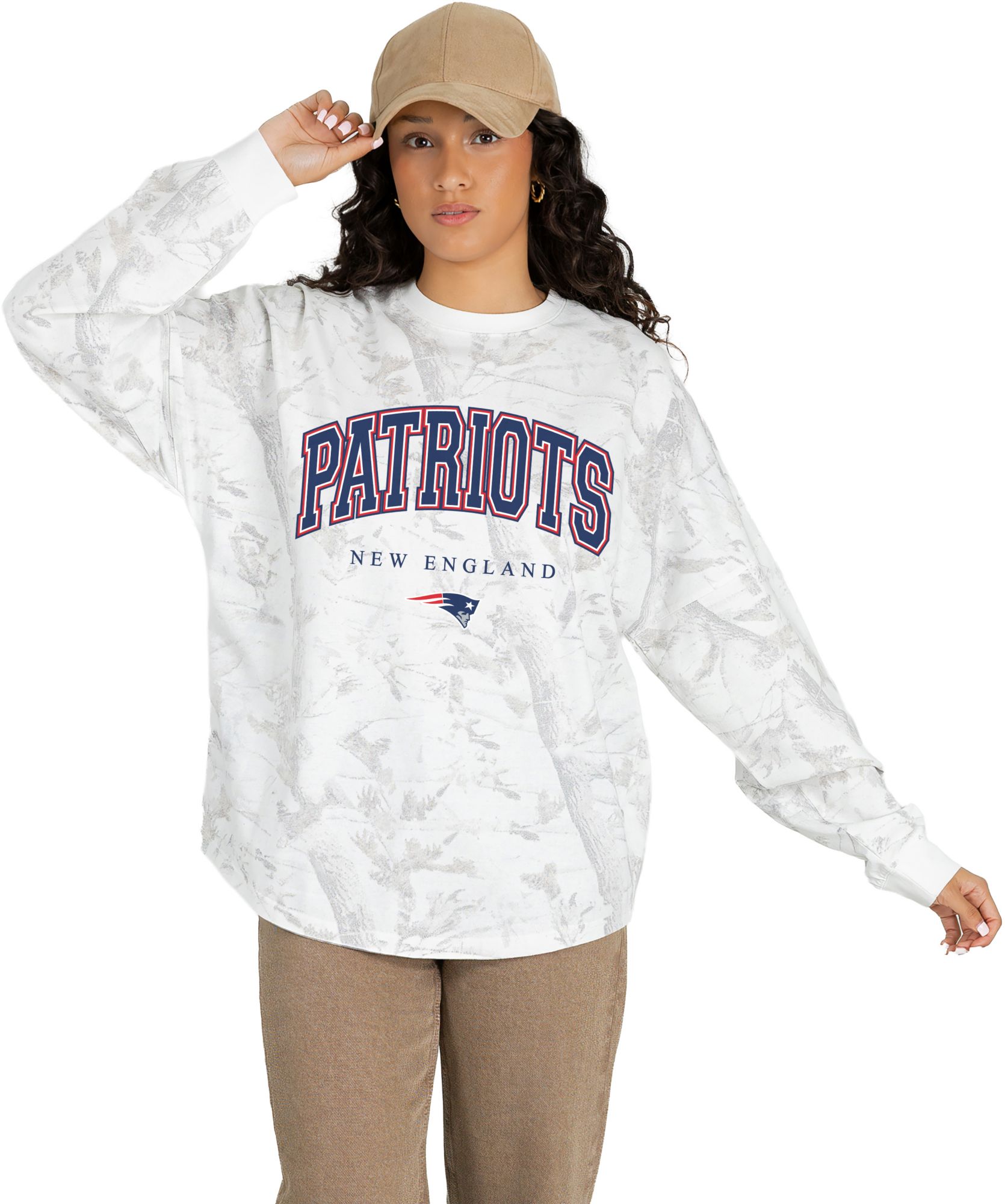 Gameday Couture Women's New England Patriots White Hot Streak Camo Oversized Long Sleeve Shirt product image