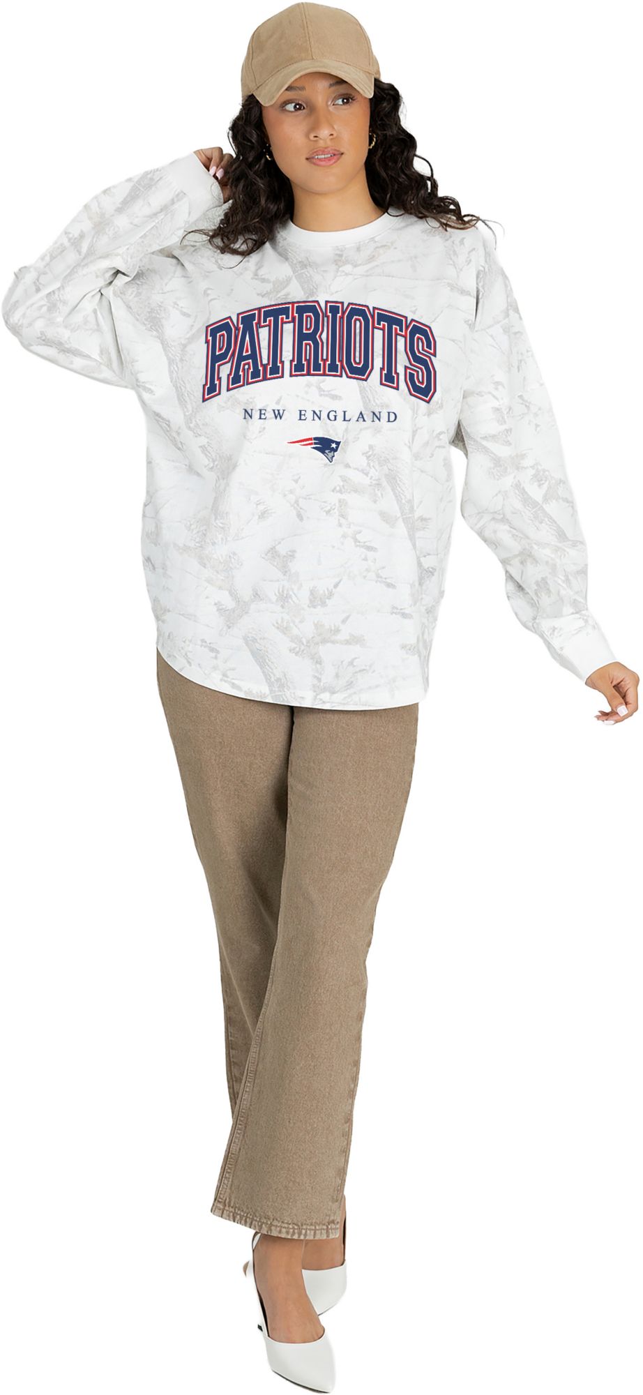 Gameday Couture Women's New England Patriots White Hot Streak Camo Oversized Long Sleeve Shirt product image