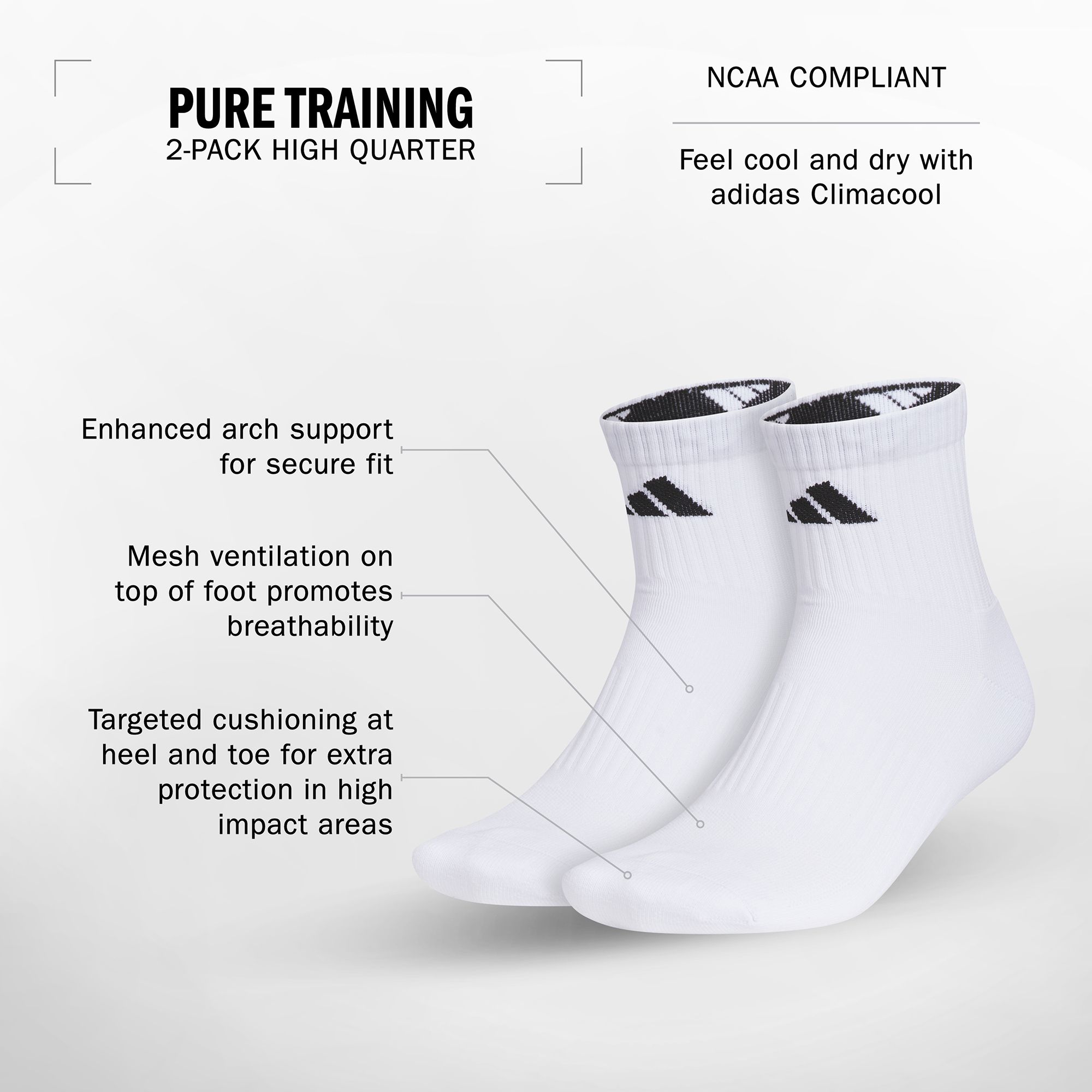 adidas Pure Training 2-Pack High Quarter Socks product image