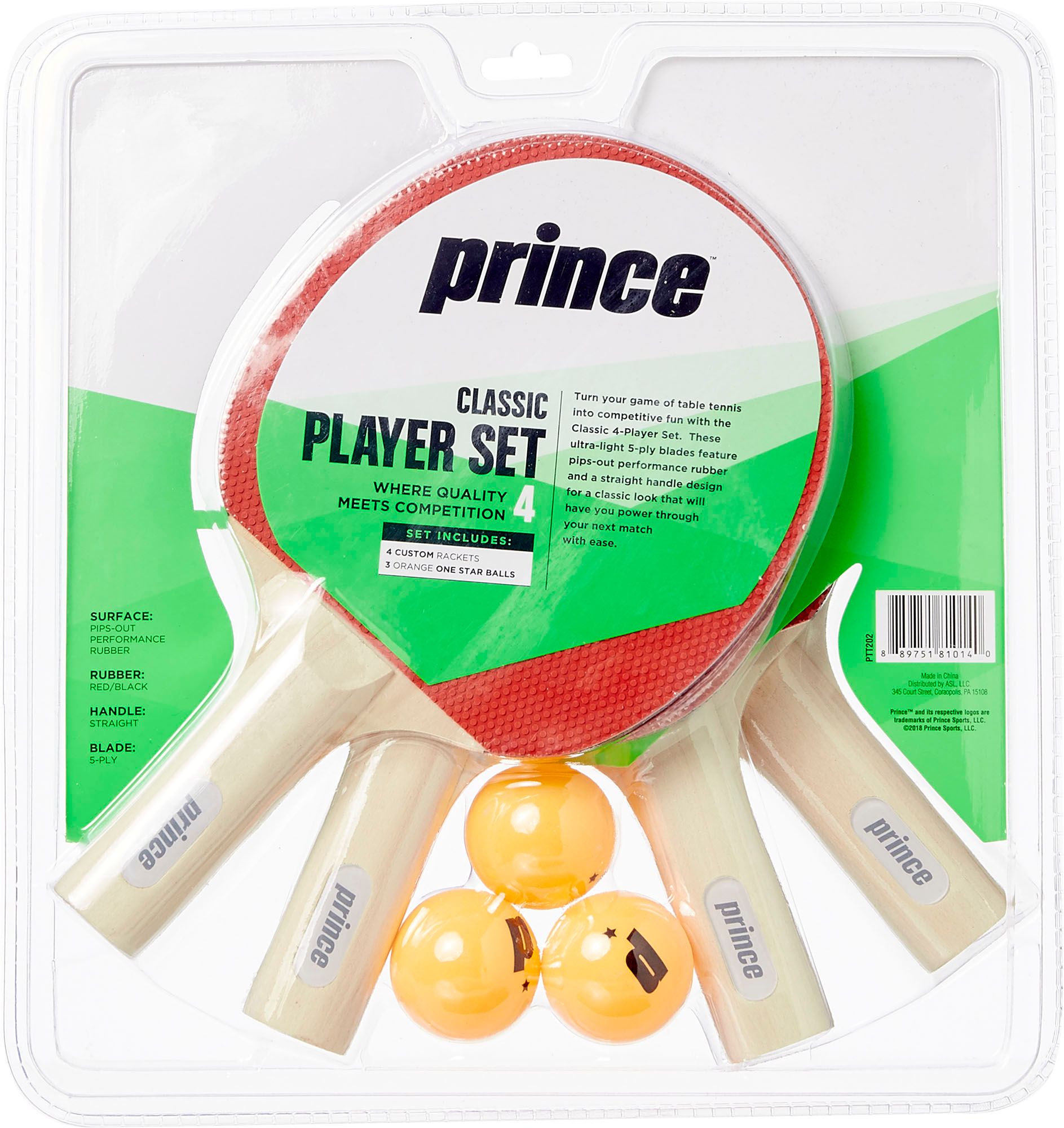 Prince Classic 4-Player Table Tennis Paddle Set product image