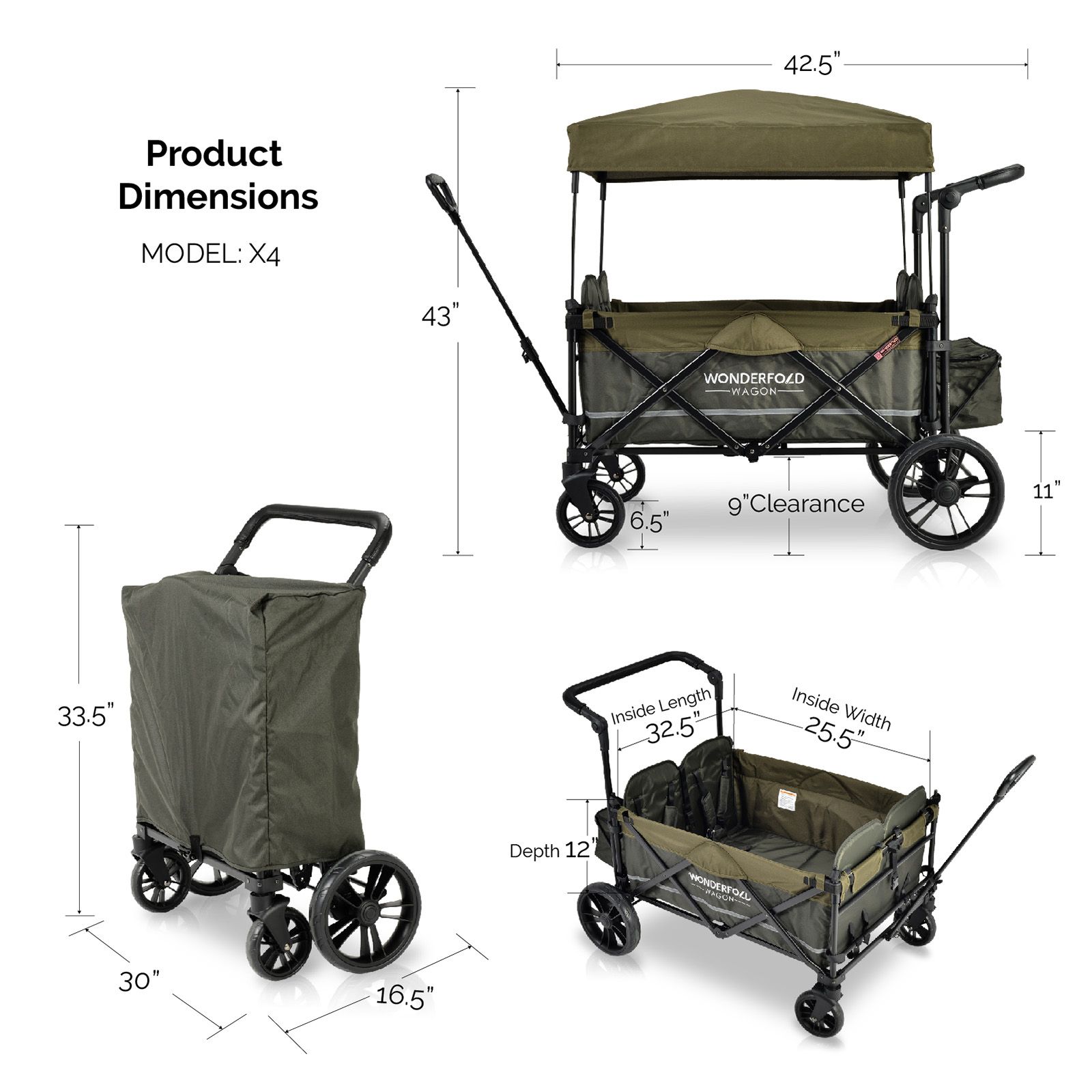 Wonderfold Outdoor X4 Push & Pull Quad Stroller Wagon product image