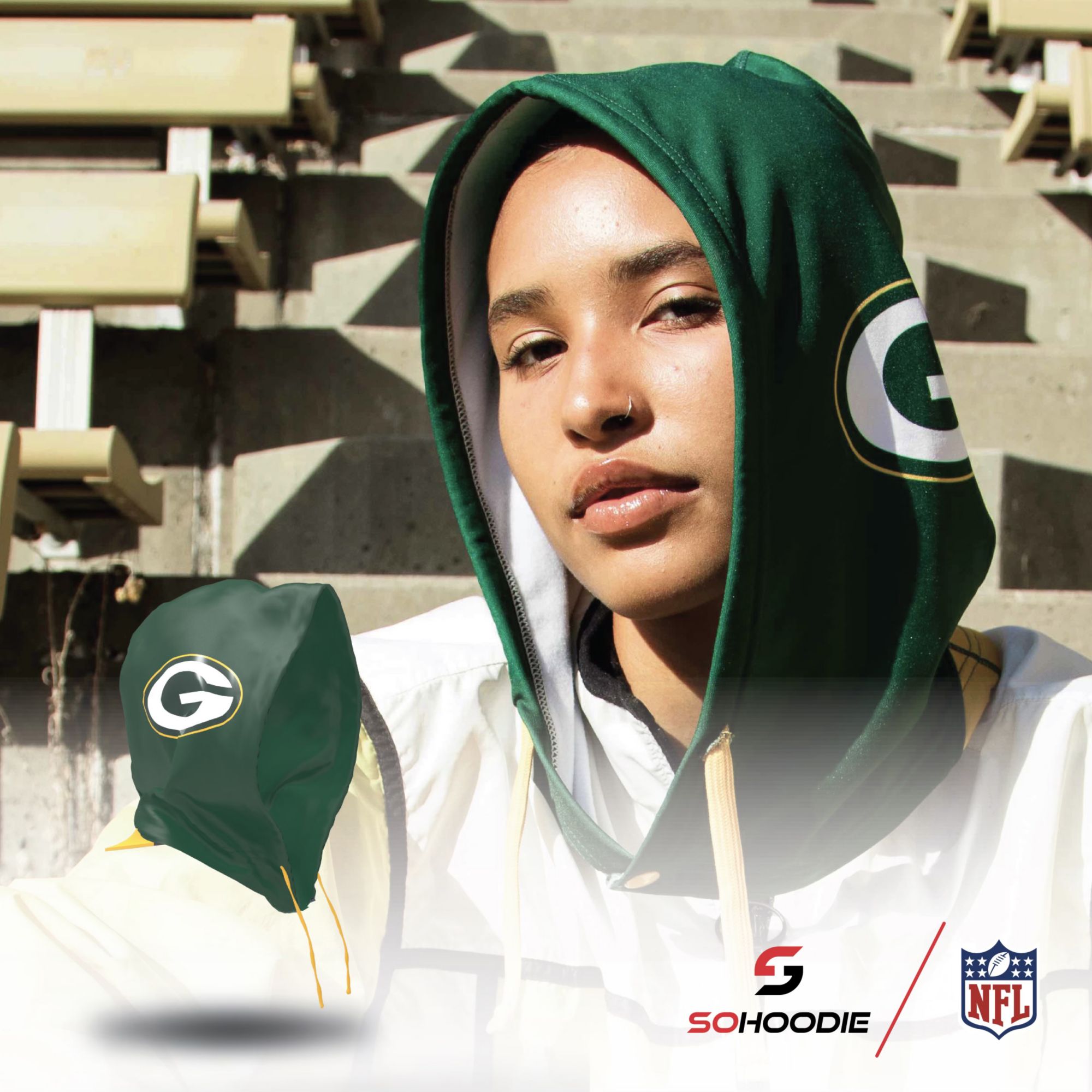 SoHoodie Green Bay Packers Green ‘Just the Hood' product image