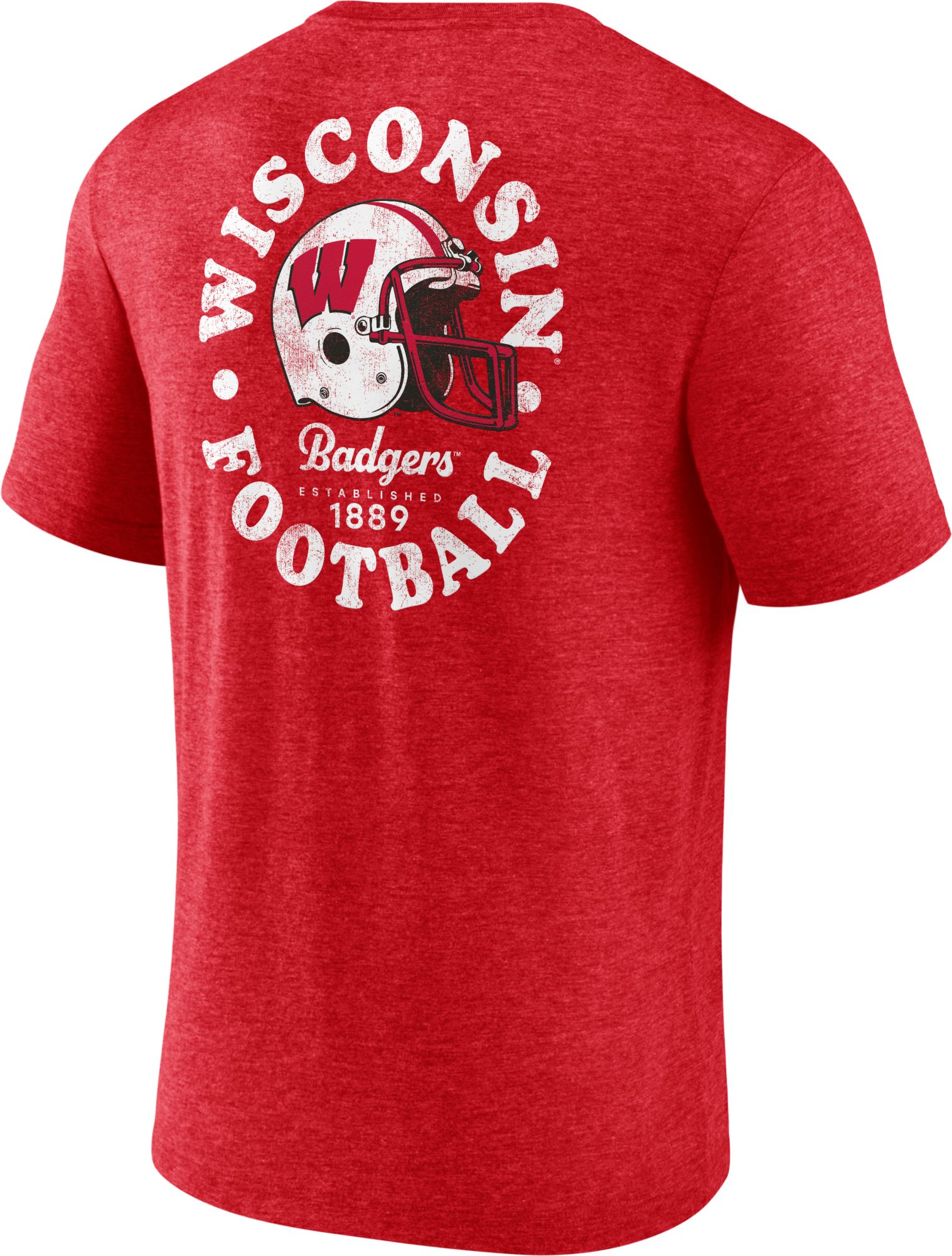 NCAA Men's Wisconsin Badgers Red Old School Football Tri-Blend T-Shirt