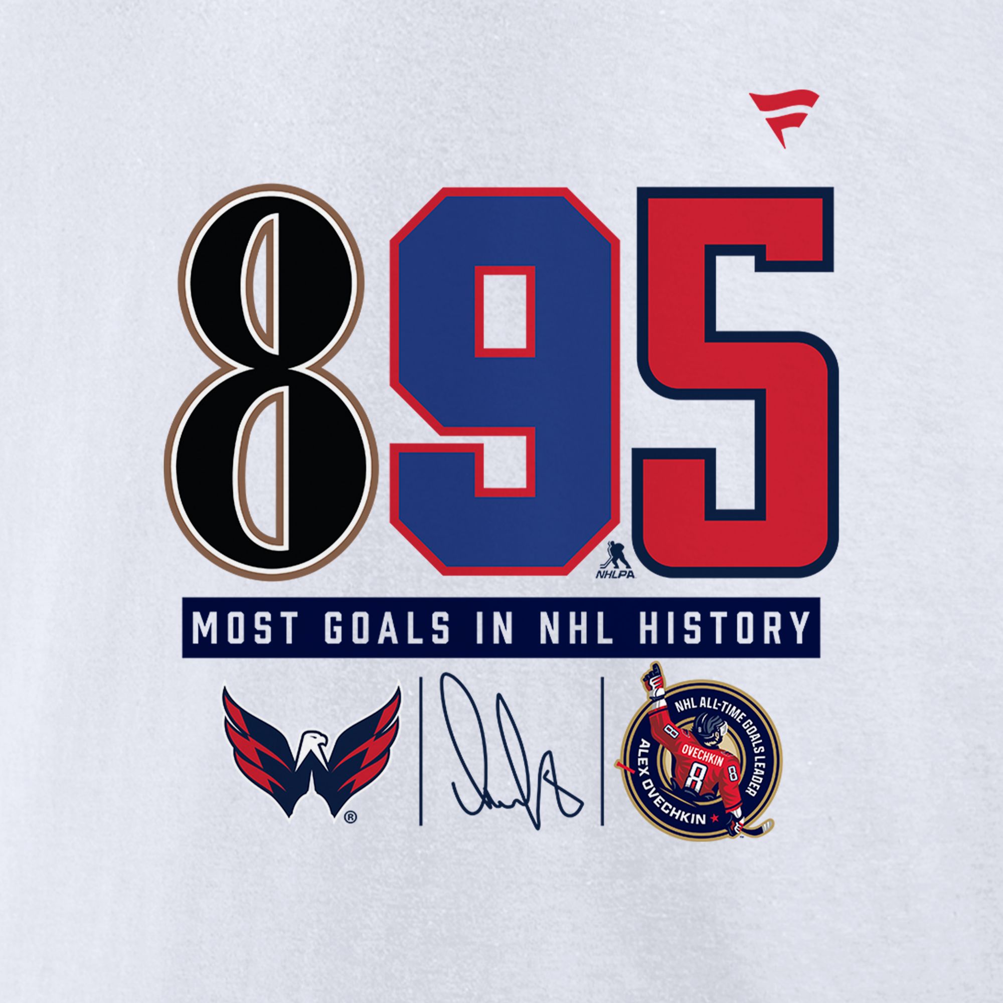 NHL Men's Washington Capitals Alexander Ovechkin #8 'History of 8' White T-Shirt product image