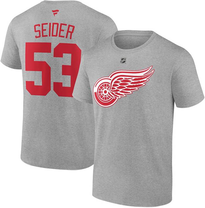 Lucas Raymond Detroit Red Wings Red Name And Number Short Sleeve Fashion  Player T Shirt