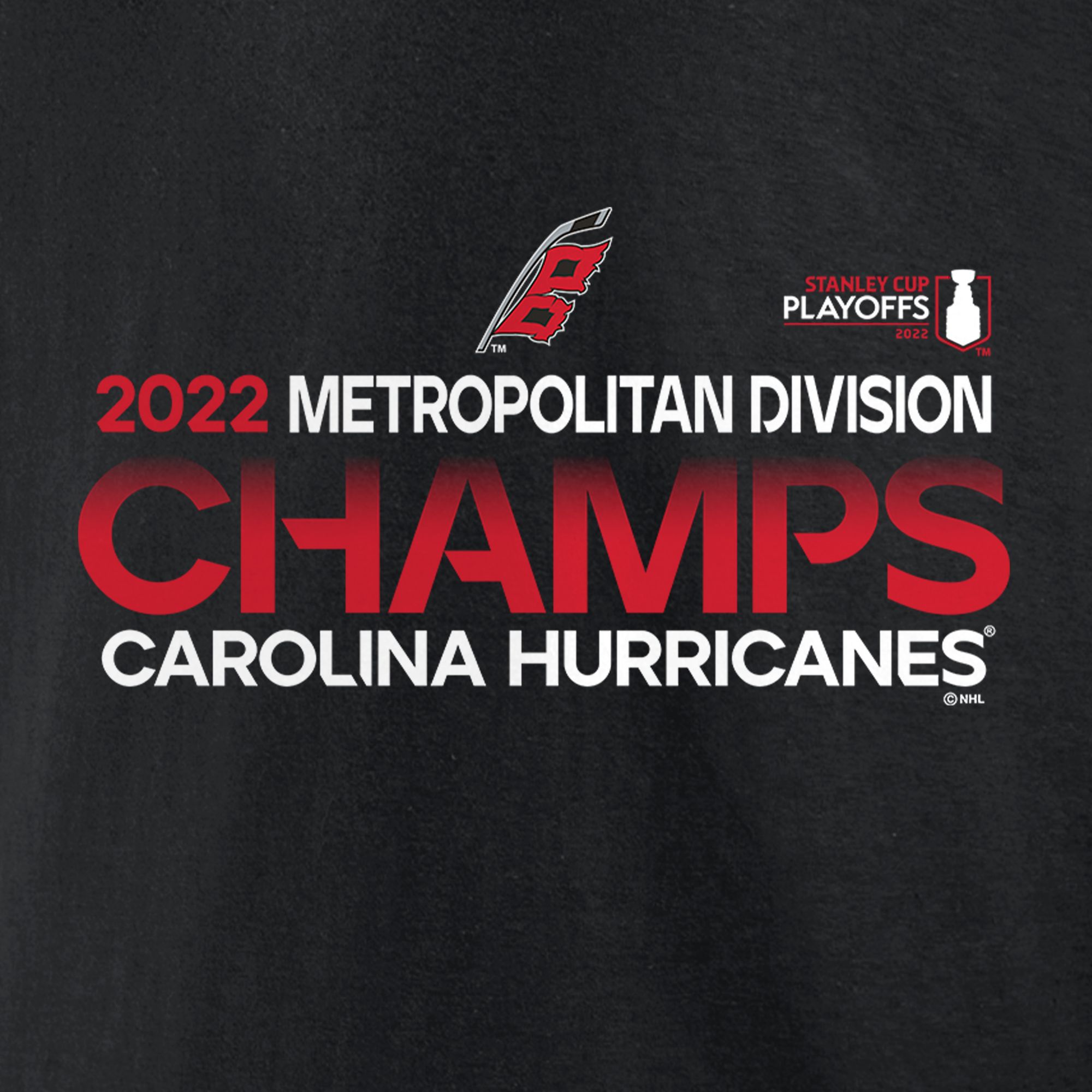 NHL '22 Division Champions Carolina Hurricanes Locker Room Black T-Shirt product image