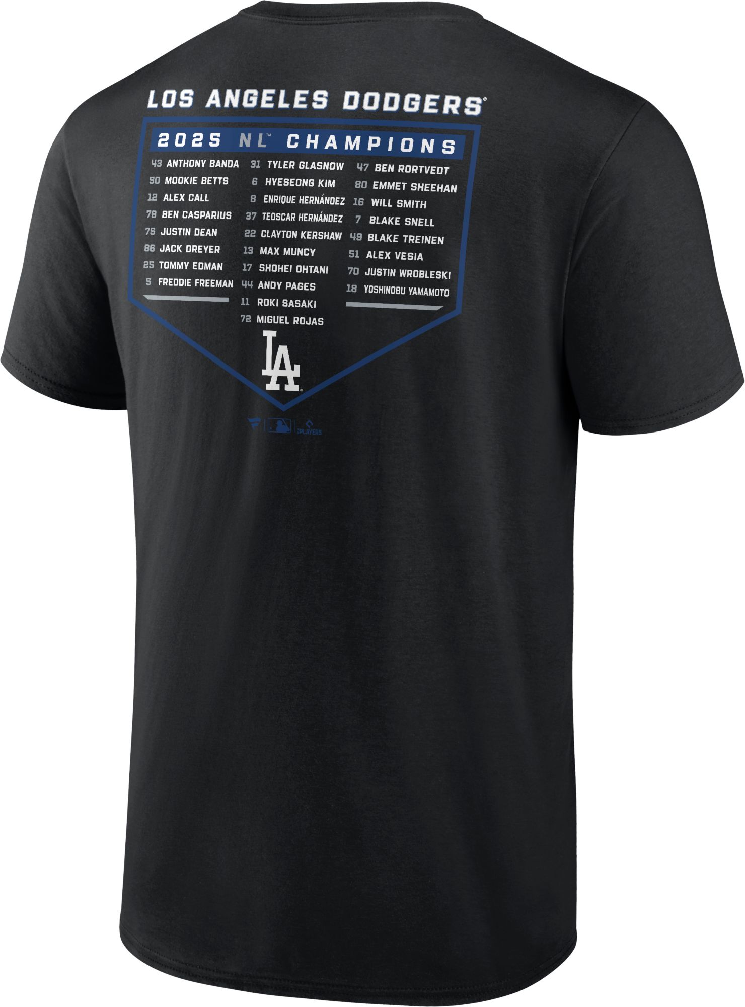 MLB Team Apparel Men's Los Angeles Dodgers 2025 NLCS Champions Roster  T-Shirt