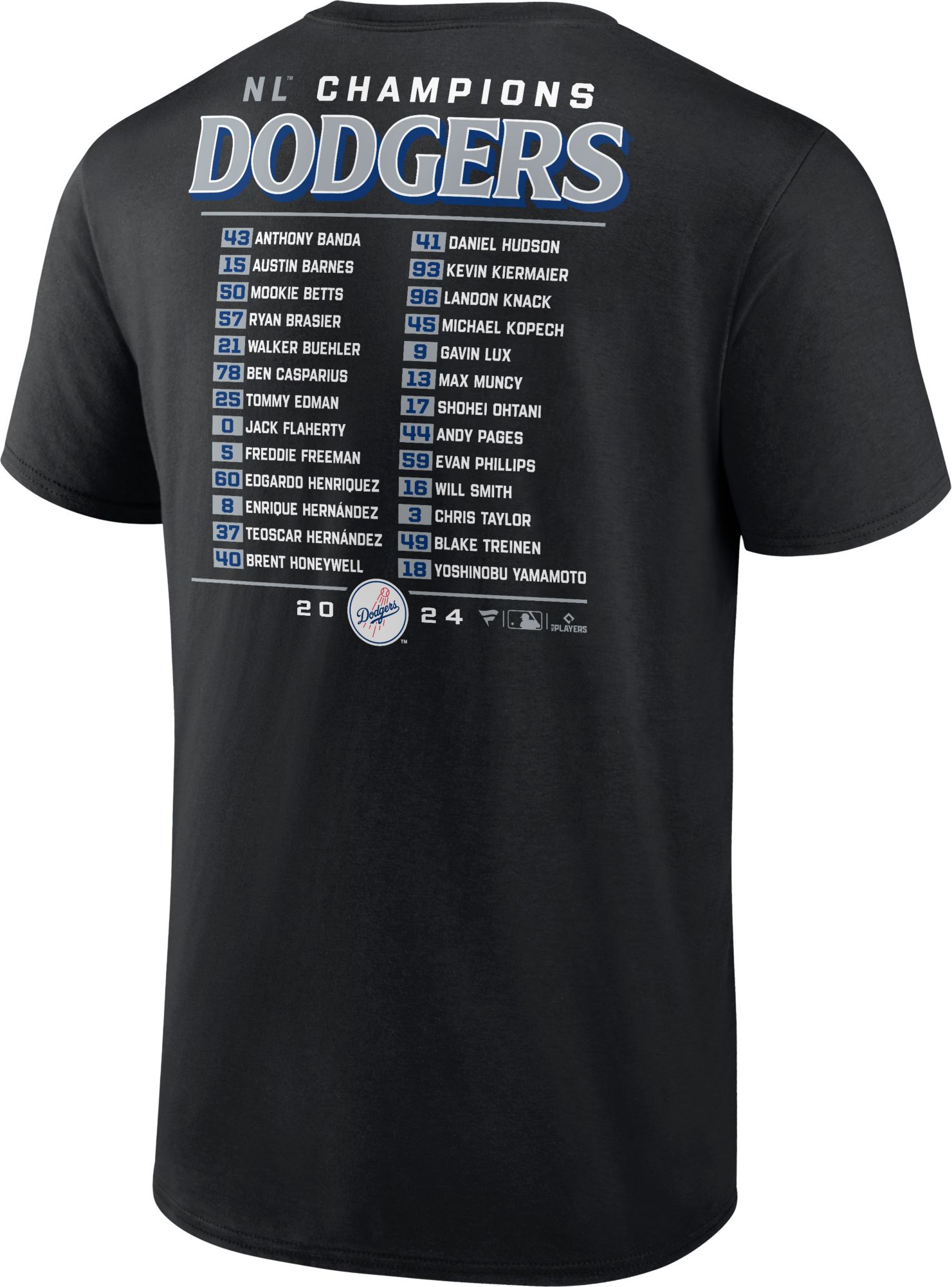 MLB Team Apparel 2025 NLCS Champions Men's Los Angeles Dodgers Roster T