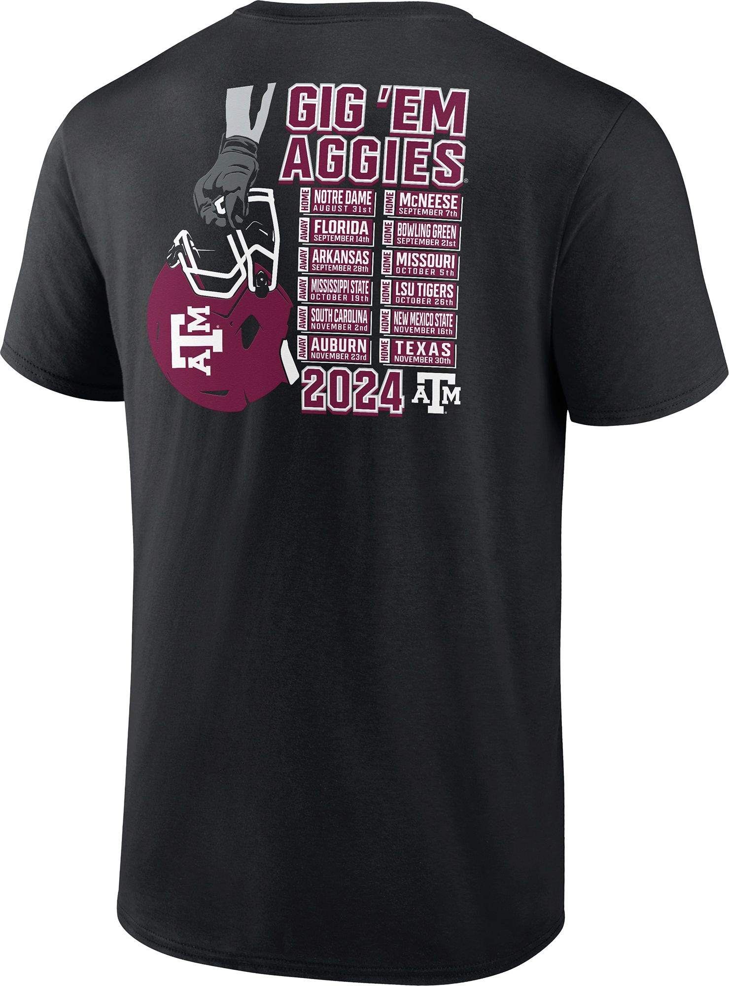NCAA Men's Texas A&M Aggies Black Football Schedule T-Shirt product image