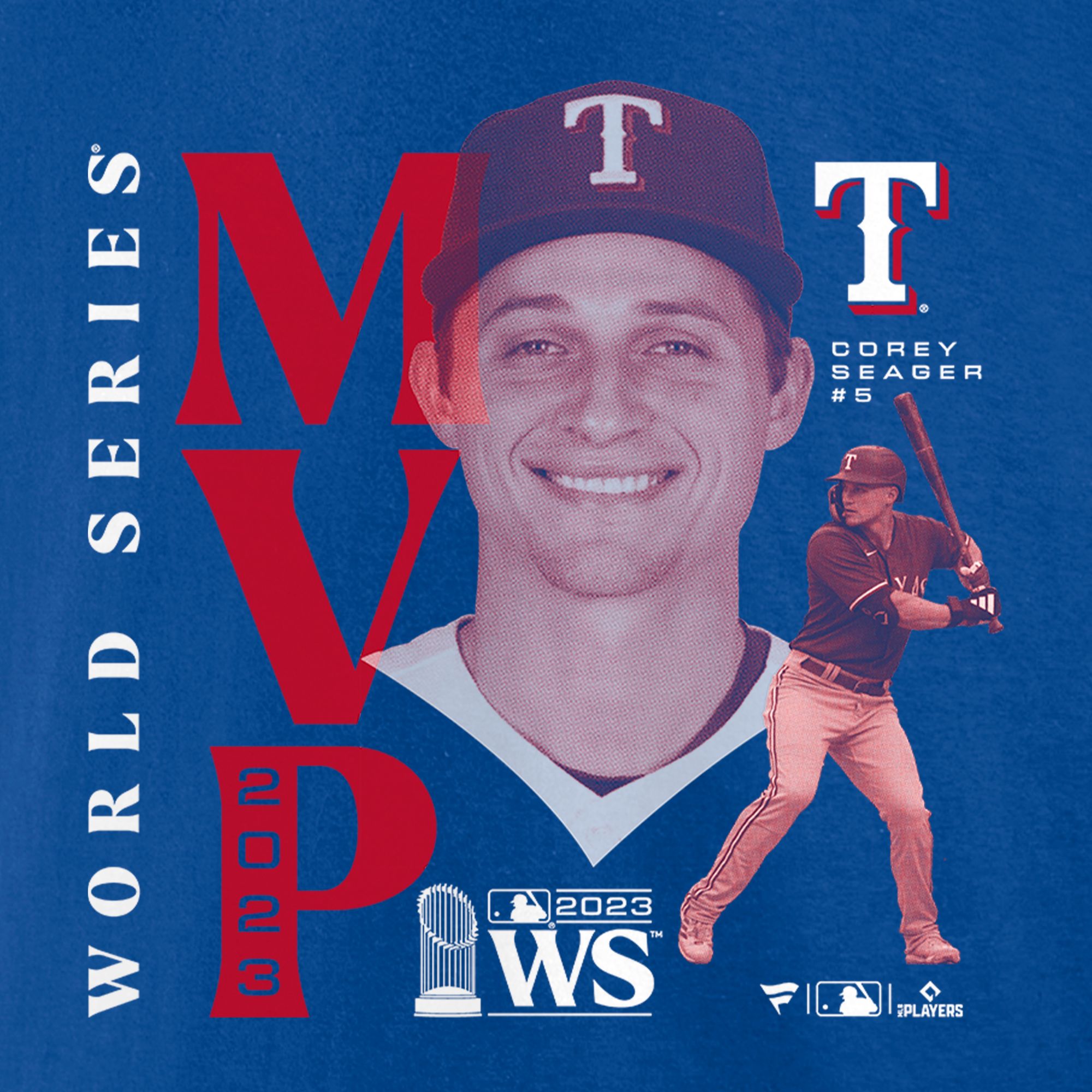 MLB Men's 2023 World Series Champions Texas Rangers Corey Seager #5 MVP T-Shirt product image