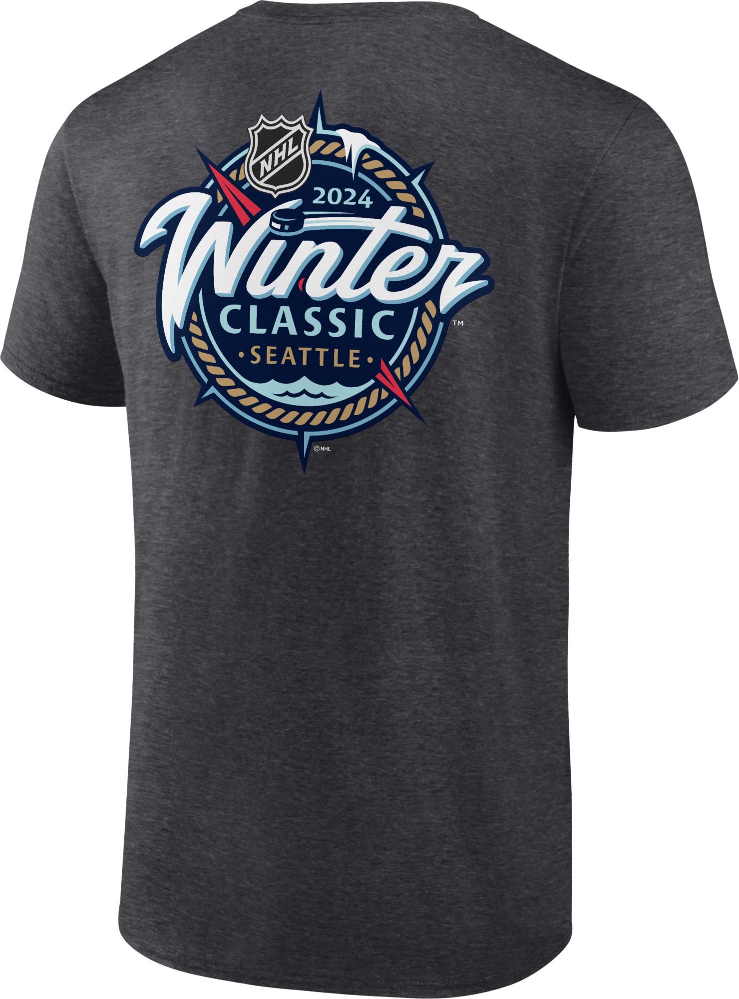 NHL Adult 2023-2024 Winter Classic 2-Hit Seattle Kraken Grey T-Shirt