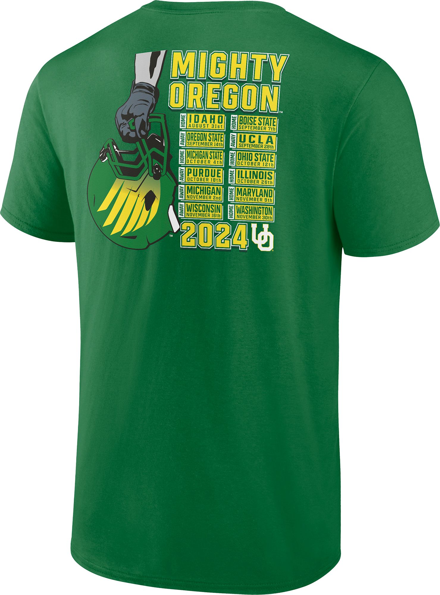 NCAA Men's Oregon Ducks Green Football Schedule T-Shirt product image