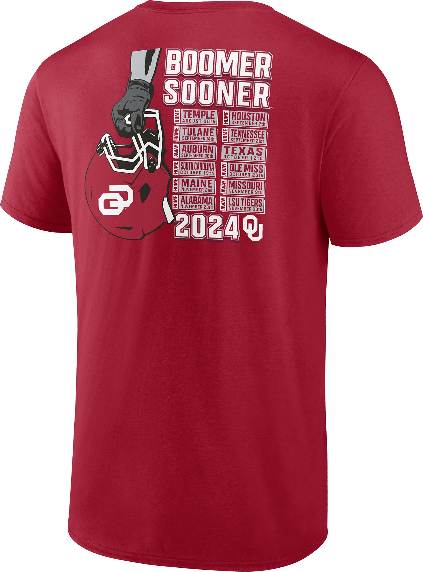 NCAA Men's Oklahoma Sooners Crimson Football Schedule T-Shirt product image