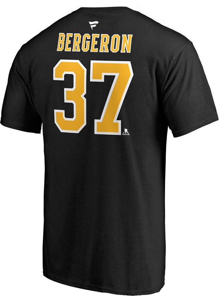 Boston Bruins Fanatics Branded Iconic Name & Number Graphic T-Shirt - Black  - Patrice Bergeron 37 - Mens