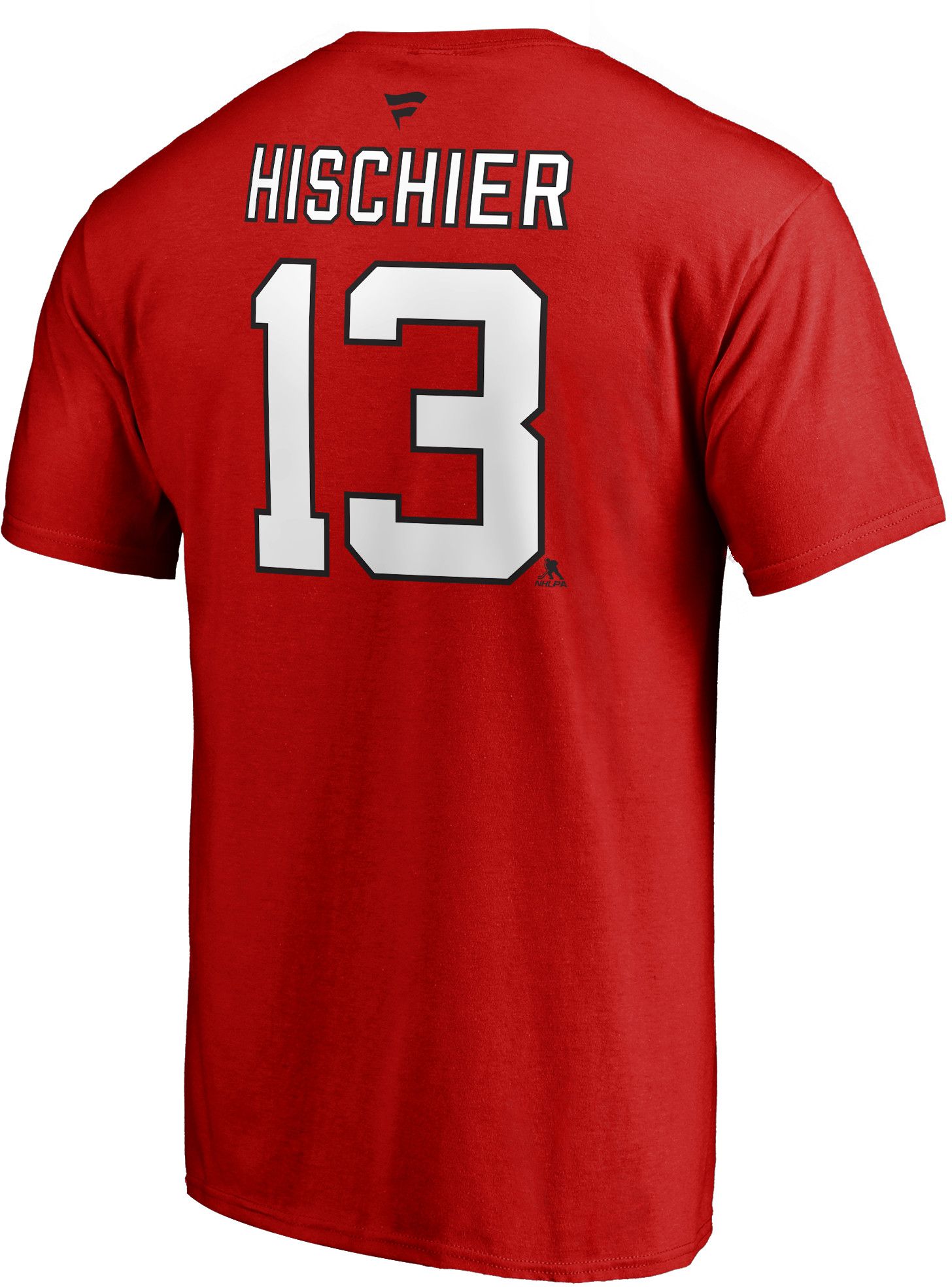 NHL Men's New Jersey Devils Nico Hischier #13 Red Player T-Shirt product image