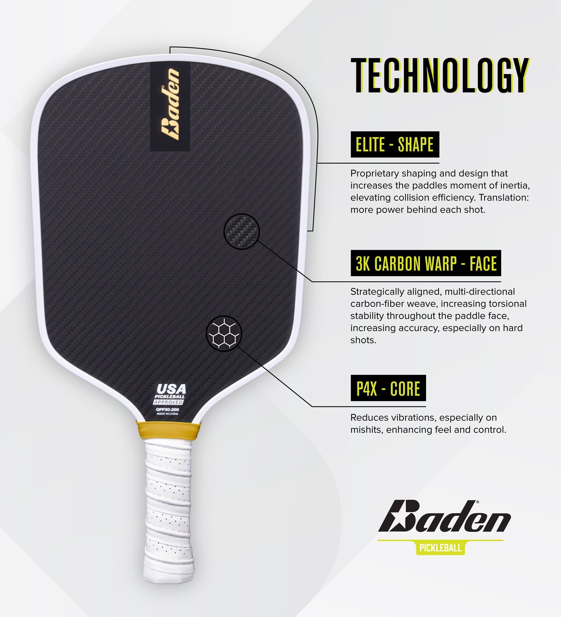 Baden Perfection 3K Pickleball Paddle product image