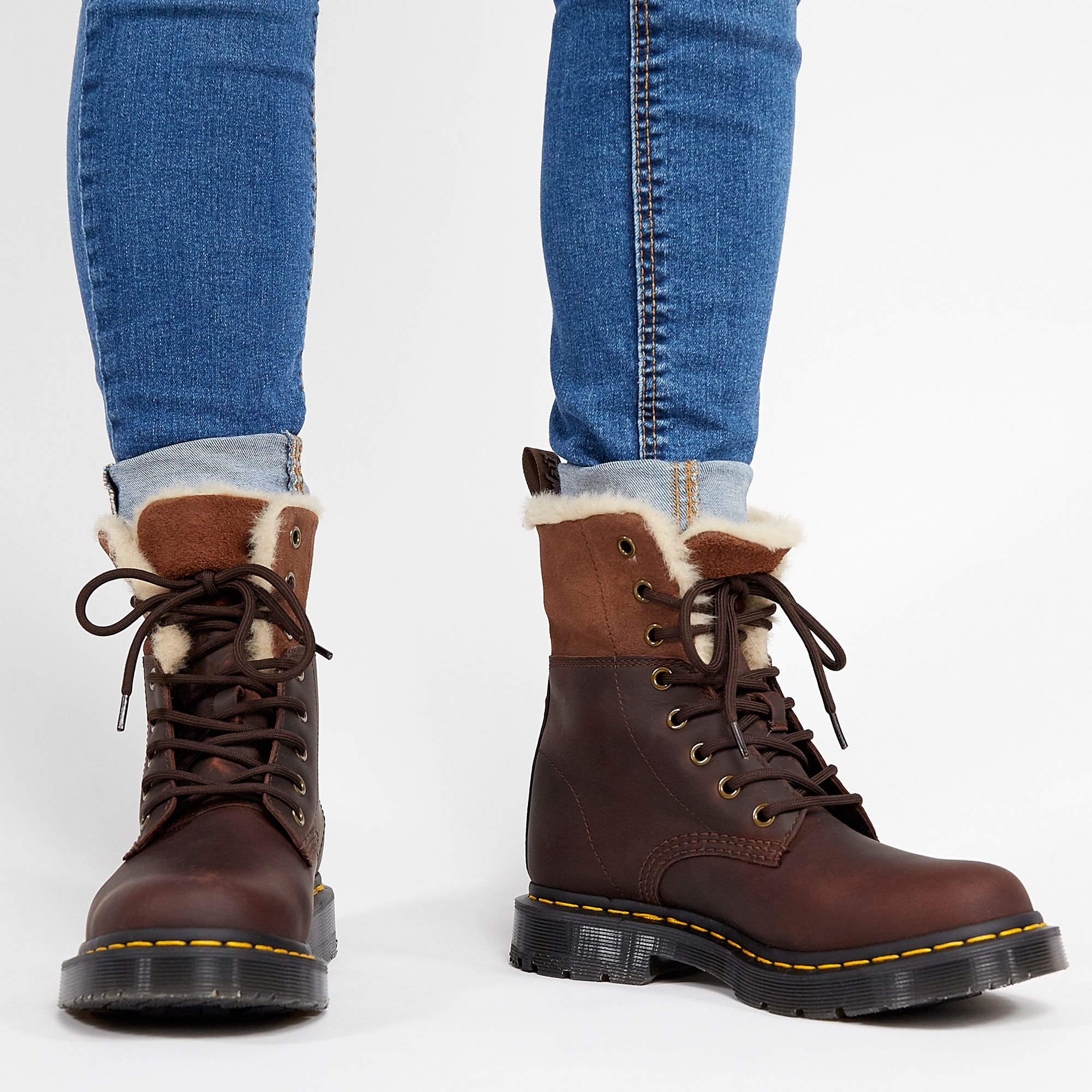 dr martens brown 1460 kolbert snowplow boots