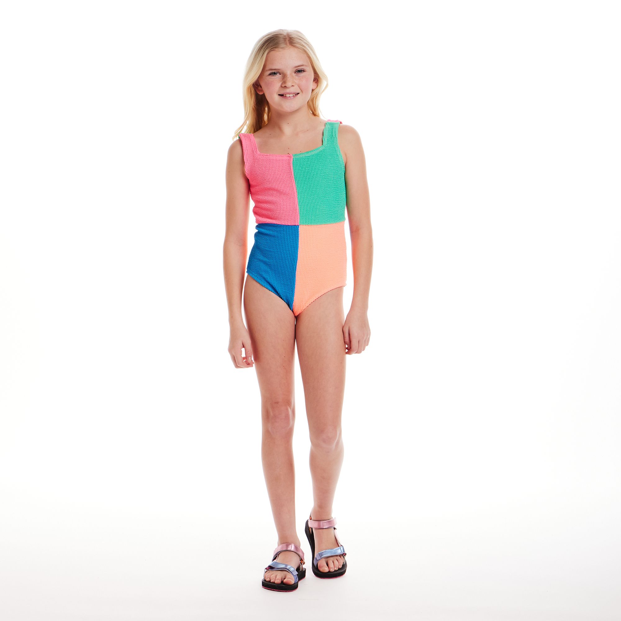 Andy & Evan Girls' Colorblock One-Piece Swimsuit product image