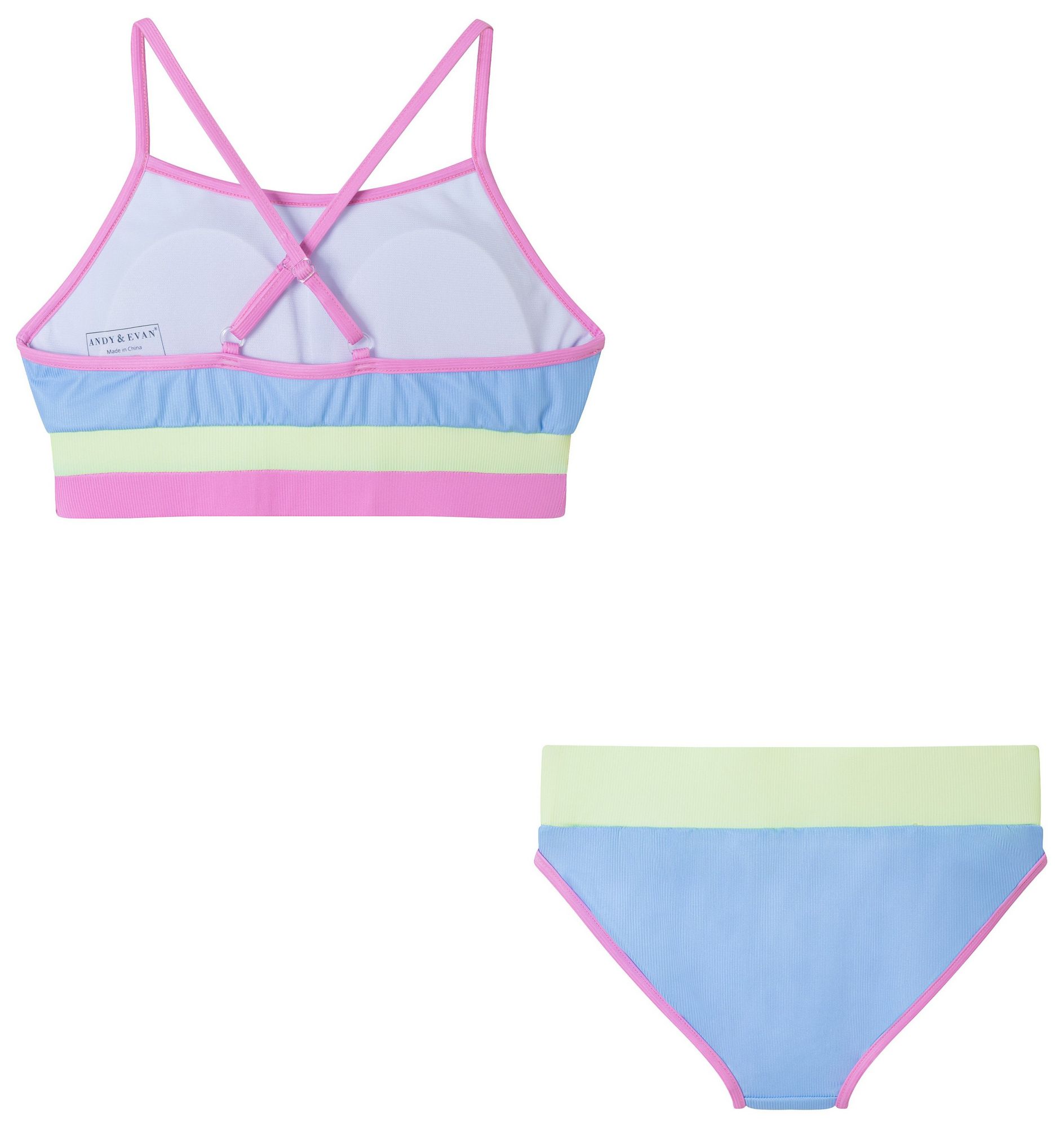 Andy & Evan Girls' Ribbed Colorblock Bikini Set product image