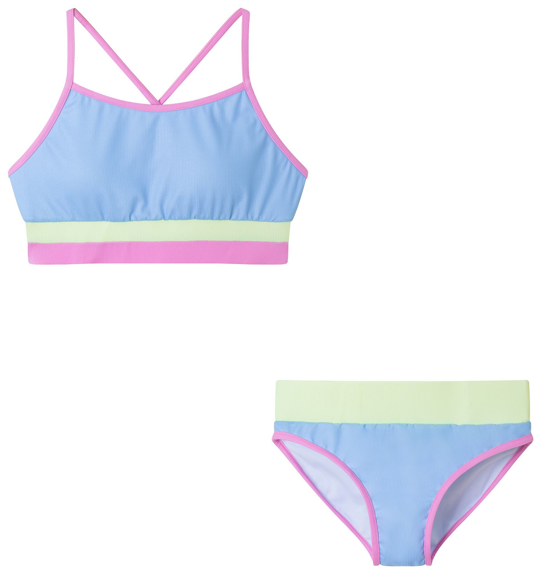 Andy & Evan Girls' Ribbed Colorblock Bikini Set product image