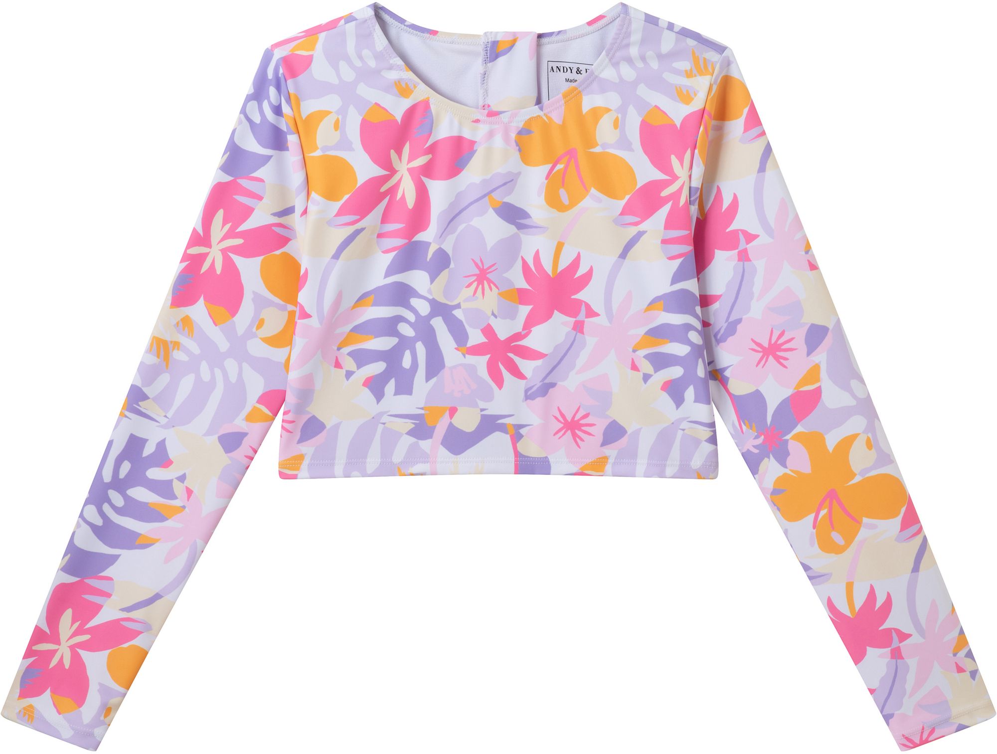 Andy & Evan Girls' Palm Print Long Sleeve Rashguard Set product image