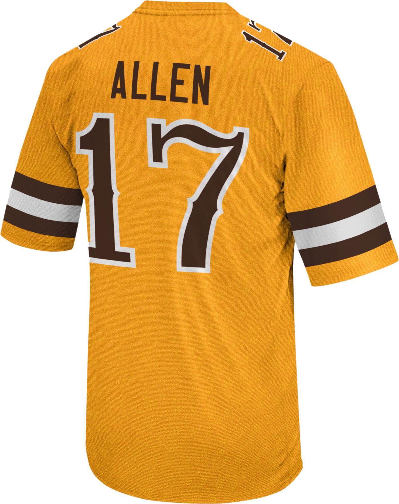 Wyoming Cowboys College #17 Josh Allen Dual Patch sale Sewn Jersey YELLOW NWT LARGE