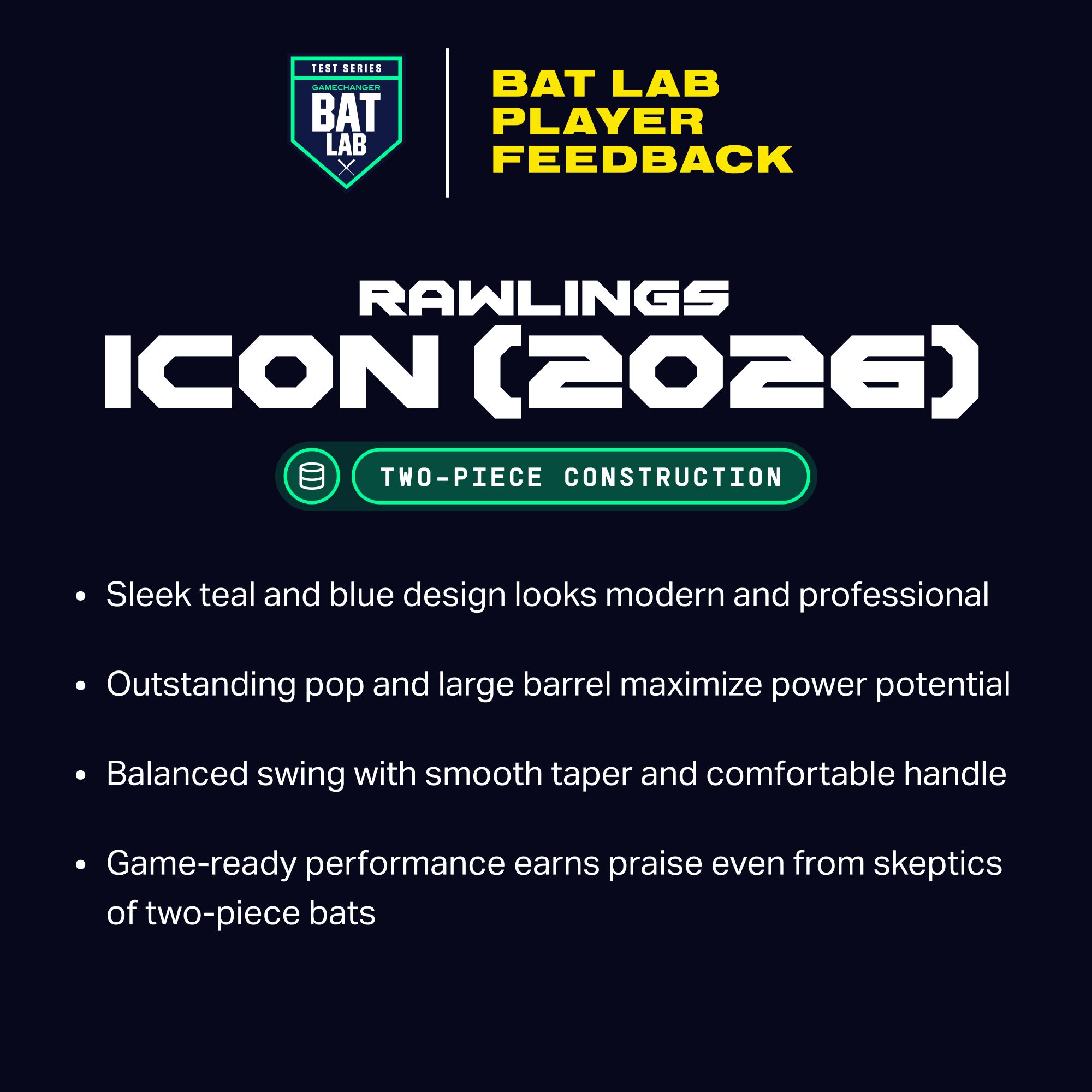 Rawlings Icon BBCOR Bat 2026 (-3) product image