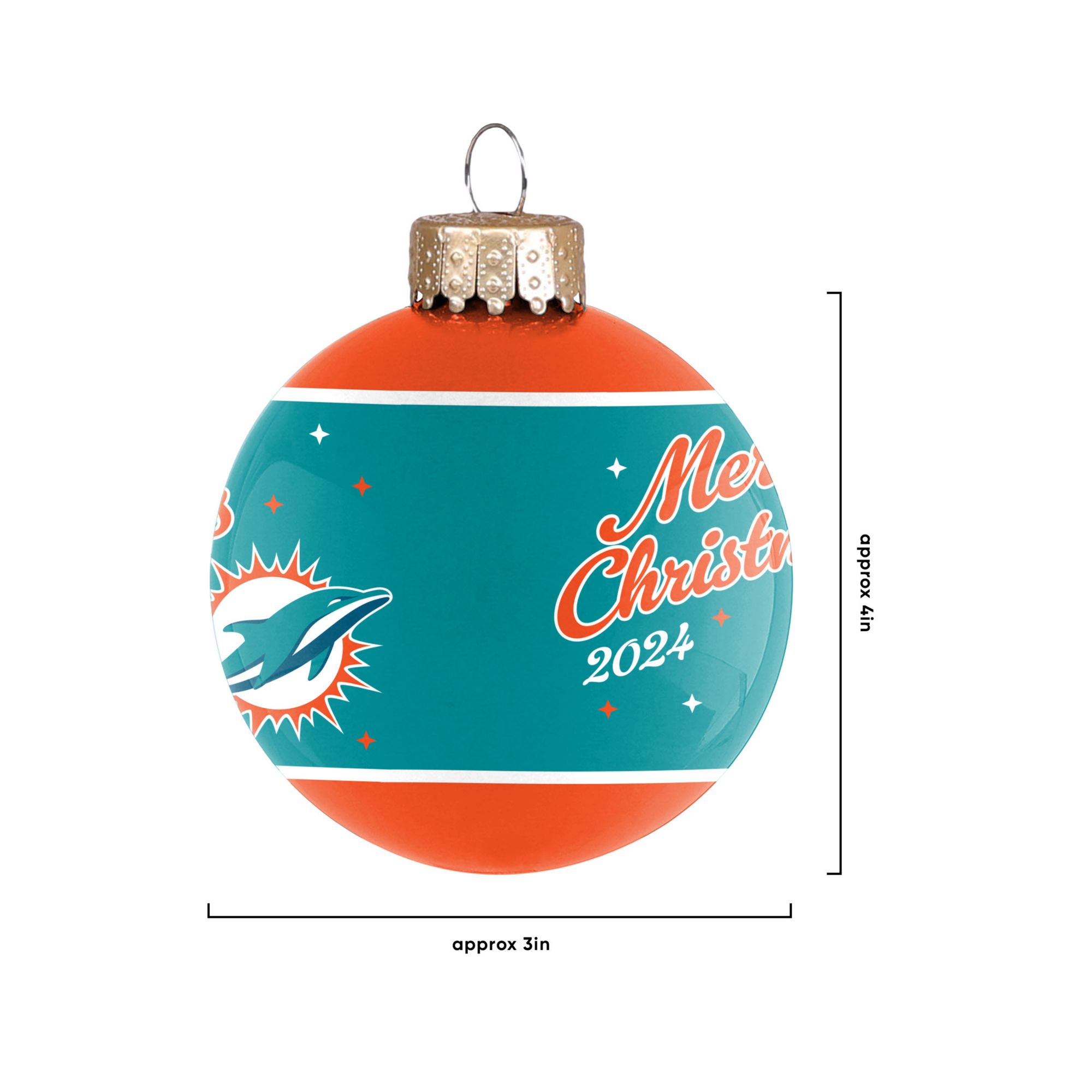 FOCO Miami Dolphins Glass Ball Ornament product image