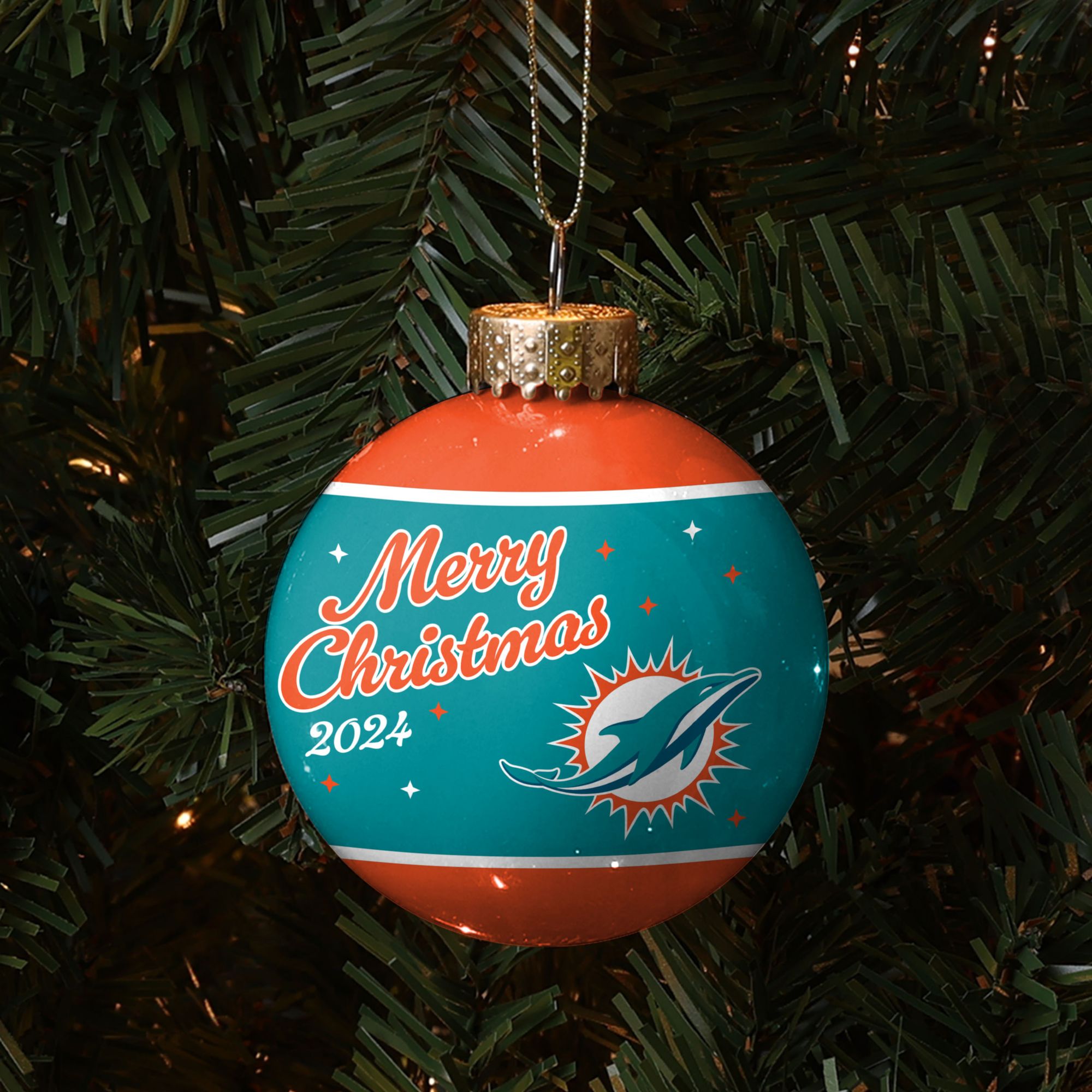FOCO Miami Dolphins Glass Ball Ornament product image