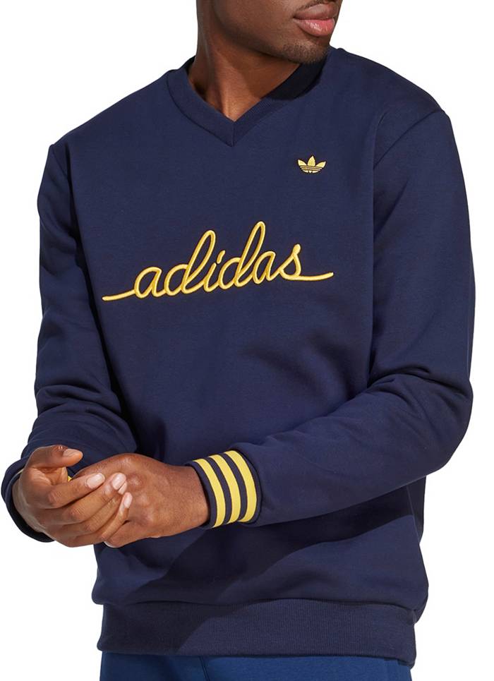 Adidas Men's V-Neck Embroidered Sweatshirt, Large, Legend Ink