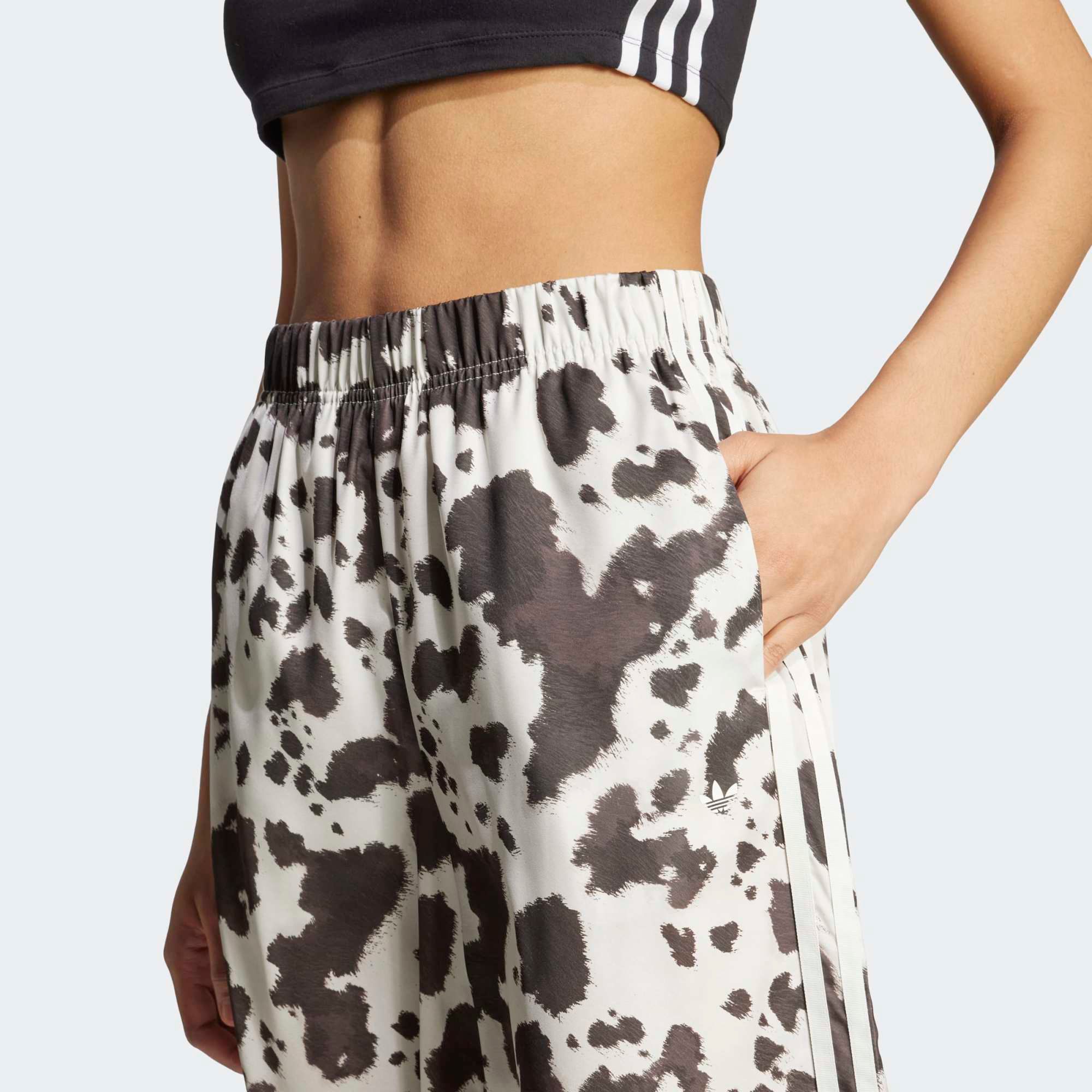 adidas Originals Women's Cow Print Satin Wide Leg Pants product image