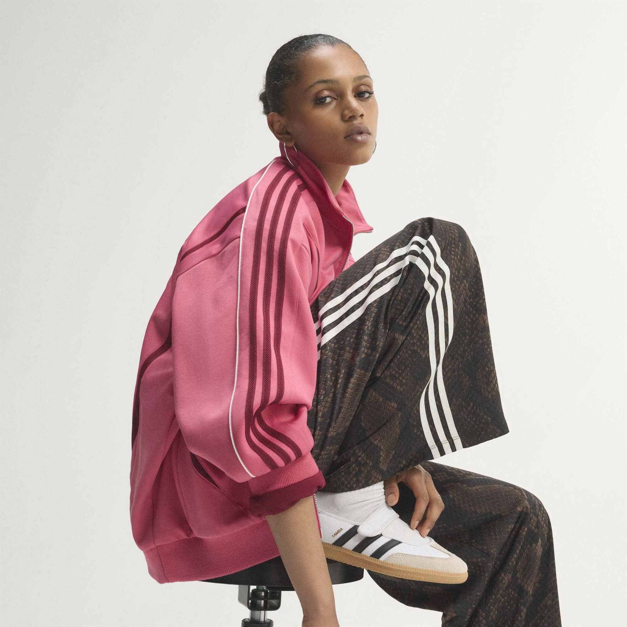 adidas Originals Women's Satin Snake Print Wide Leg Track Pants product image