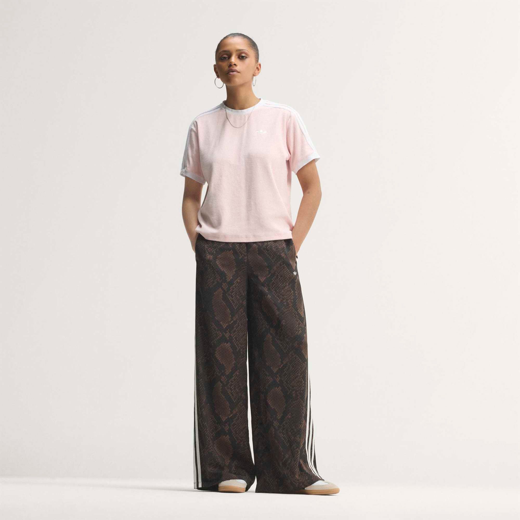 adidas Originals Women's Satin Snake Print Wide Leg Track Pants product image