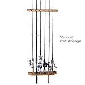 Rush Creek Rustic Wood 6 Fishing Rod Wall and Ceiling Rack product image