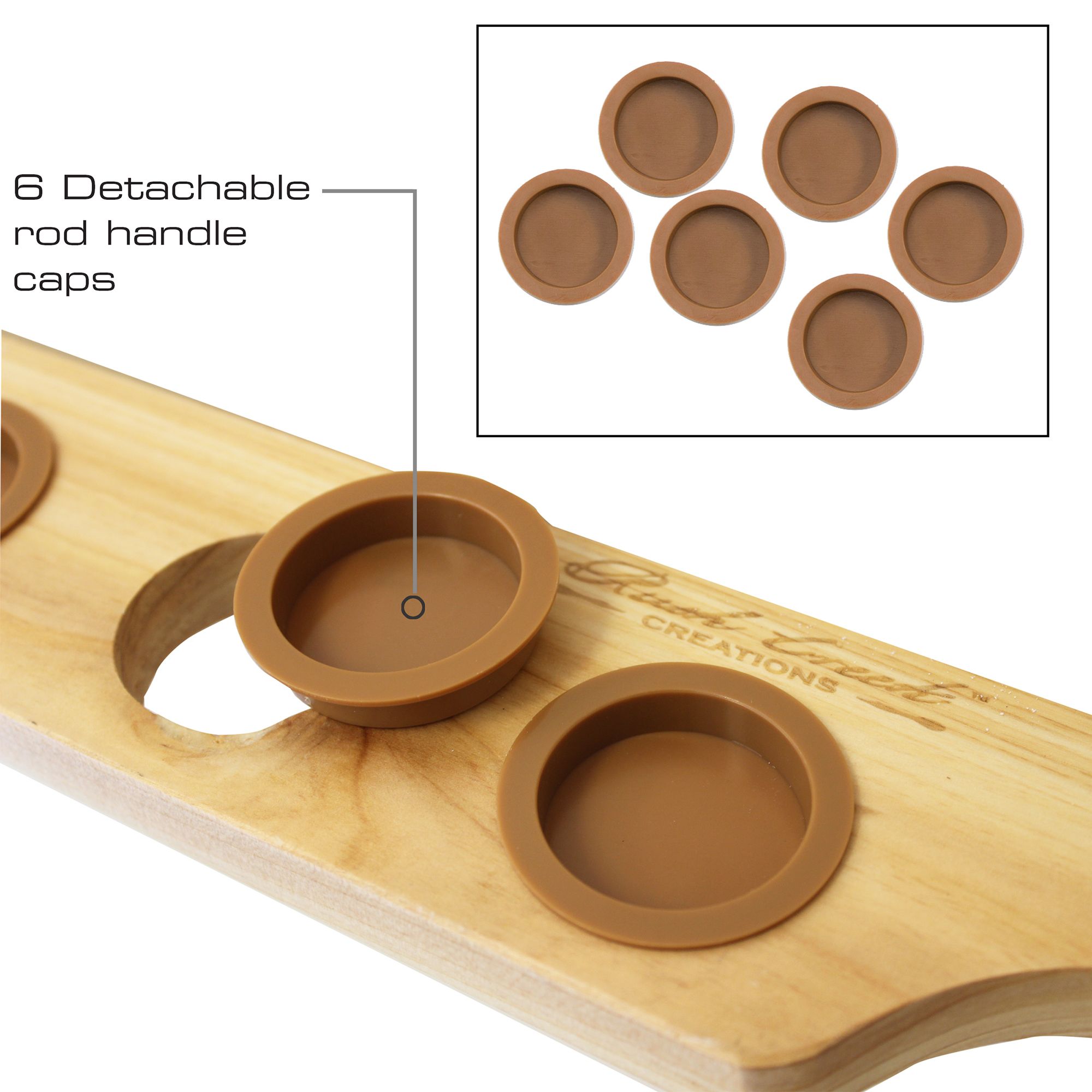 Rush Creek Rustic Wood 6 Fishing Rod Wall and Ceiling Rack product image