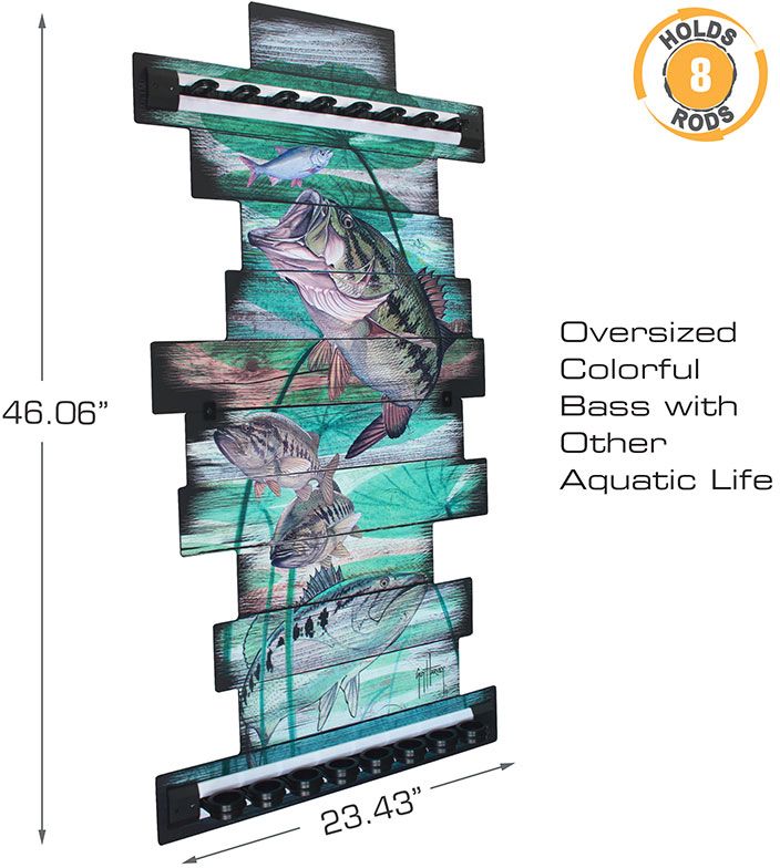 Rush Creek Guy Harvey Bass Fishing Storage Rack 8 Rod Holder product image