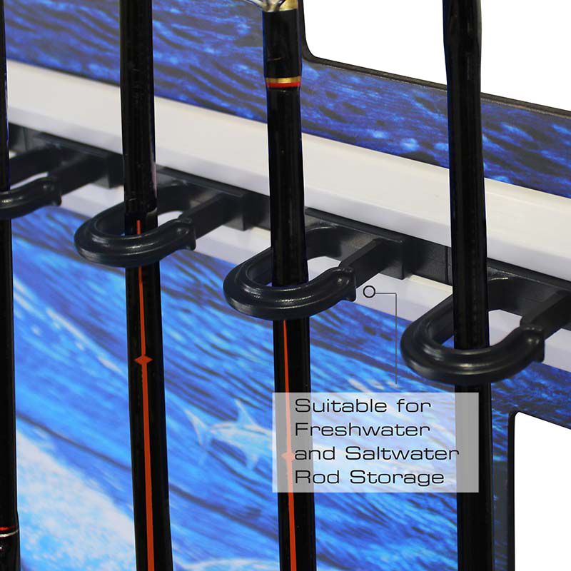 Rush Creek Guy Harvey Sailfish Fishing Wall Storage Rack 8 Rod Holder product image