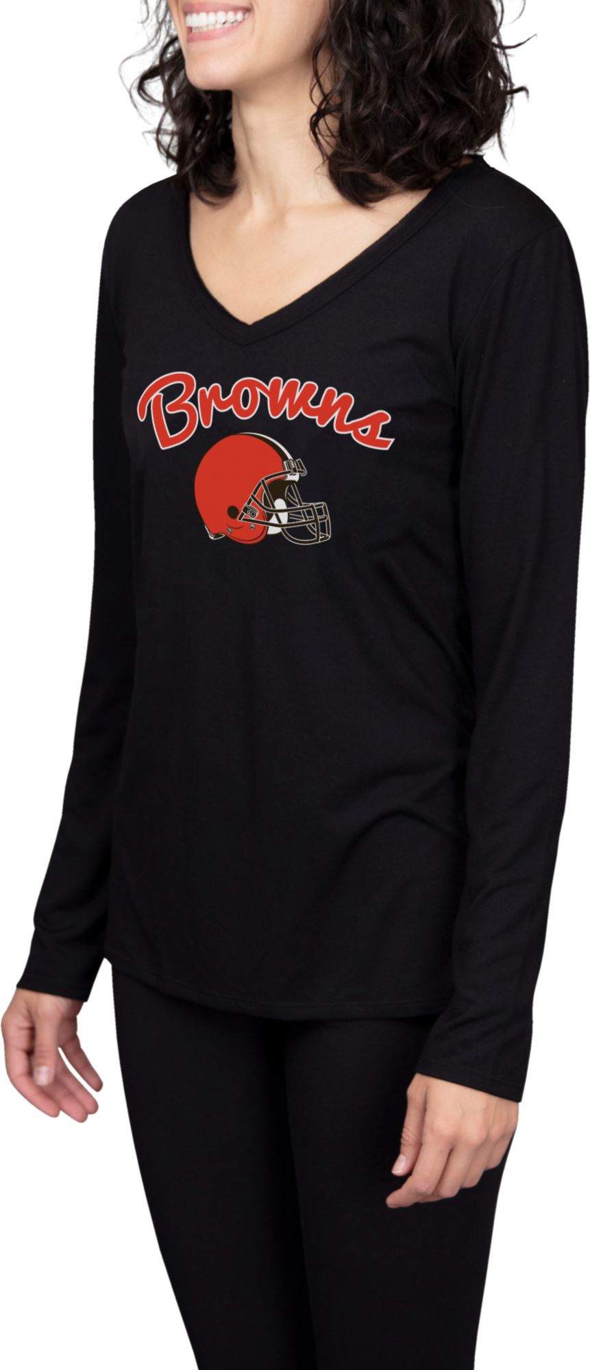 Concepts Sport Women's Cleveland Browns Marathon Black Long Sleeve T-Shirt product image