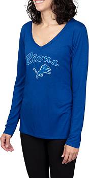 Women's Concepts Sport Royal Detroit Lions Mainstream Hooded Long Sleeve  V-Neck Top