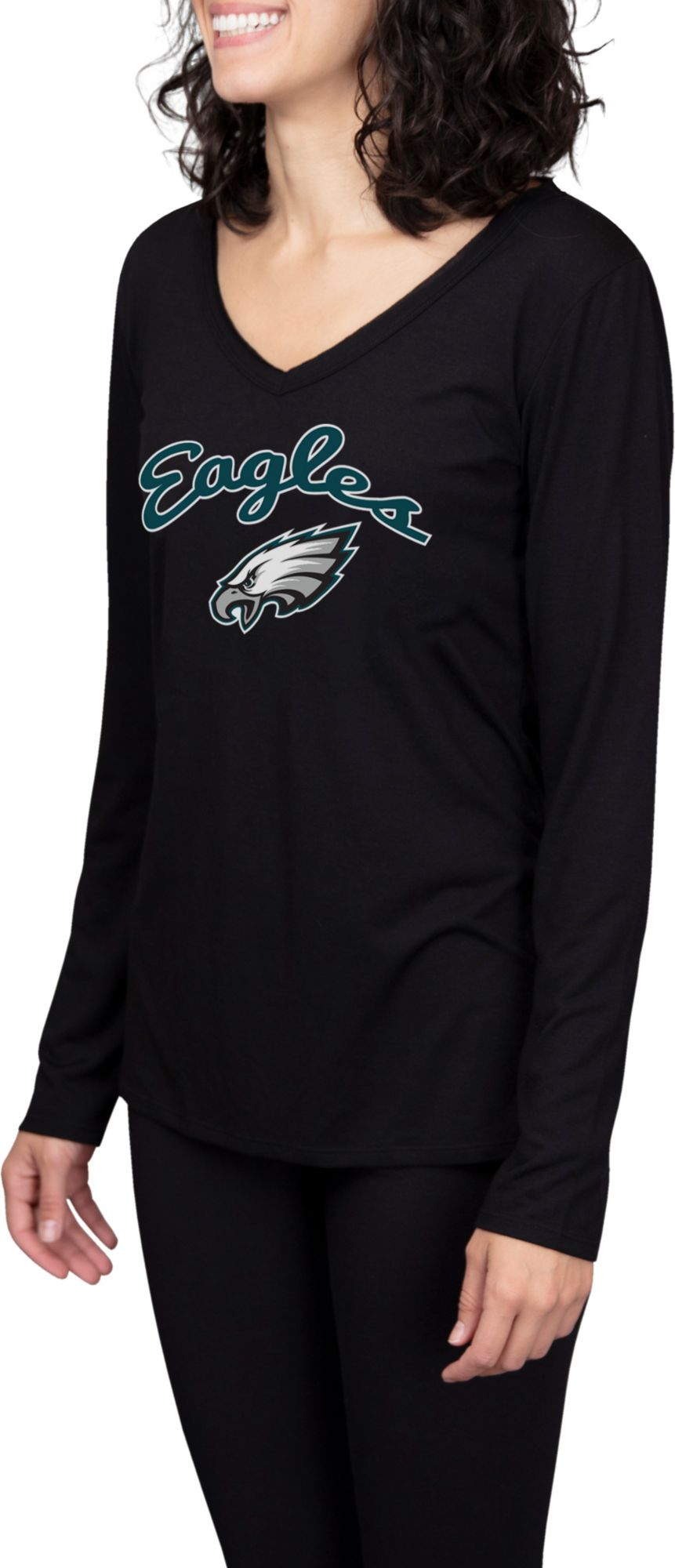 Concepts Sport Women's Philadelphia Eagles Marathon Black Long Sleeve T-Shirt