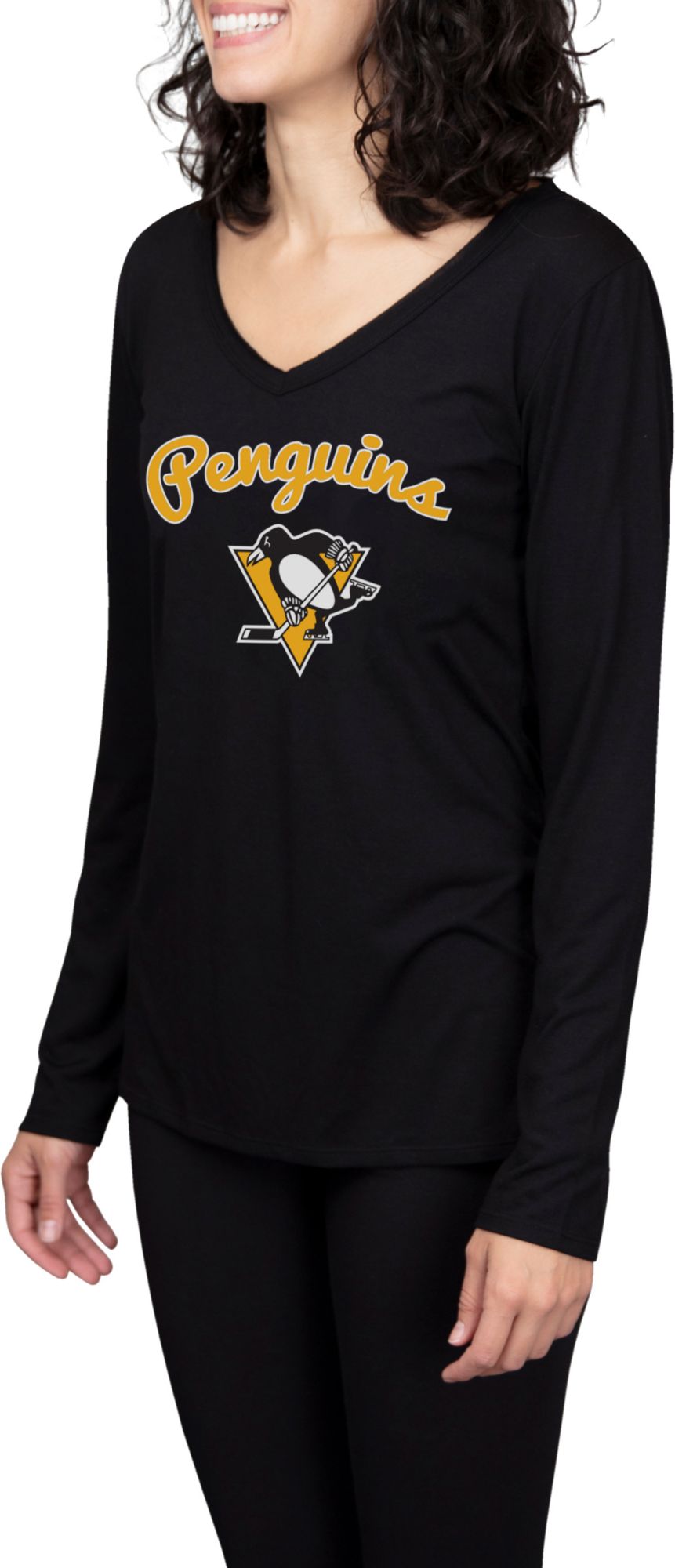 Concepts Sport Women's Pittsburgh Penguins Marathon  Knit Long Sleeve T-Shirt