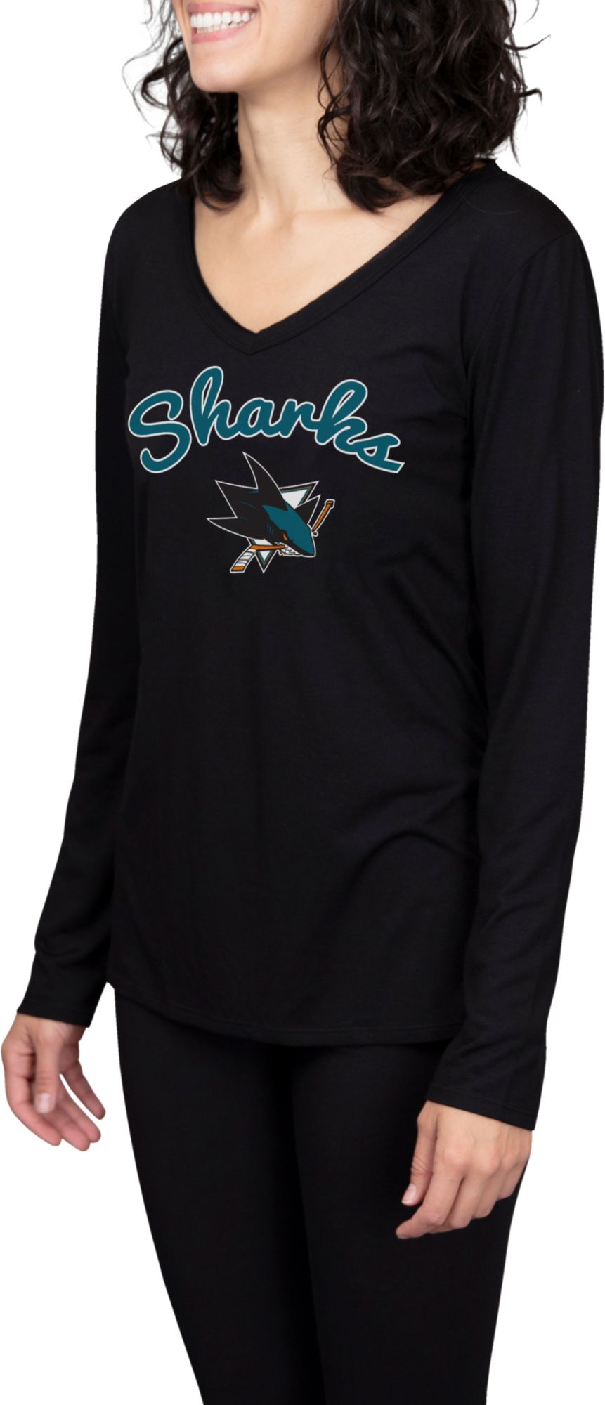 Concepts Sport Women's San Jose Sharks Marathon  Knit Long Sleeve T-Shirt