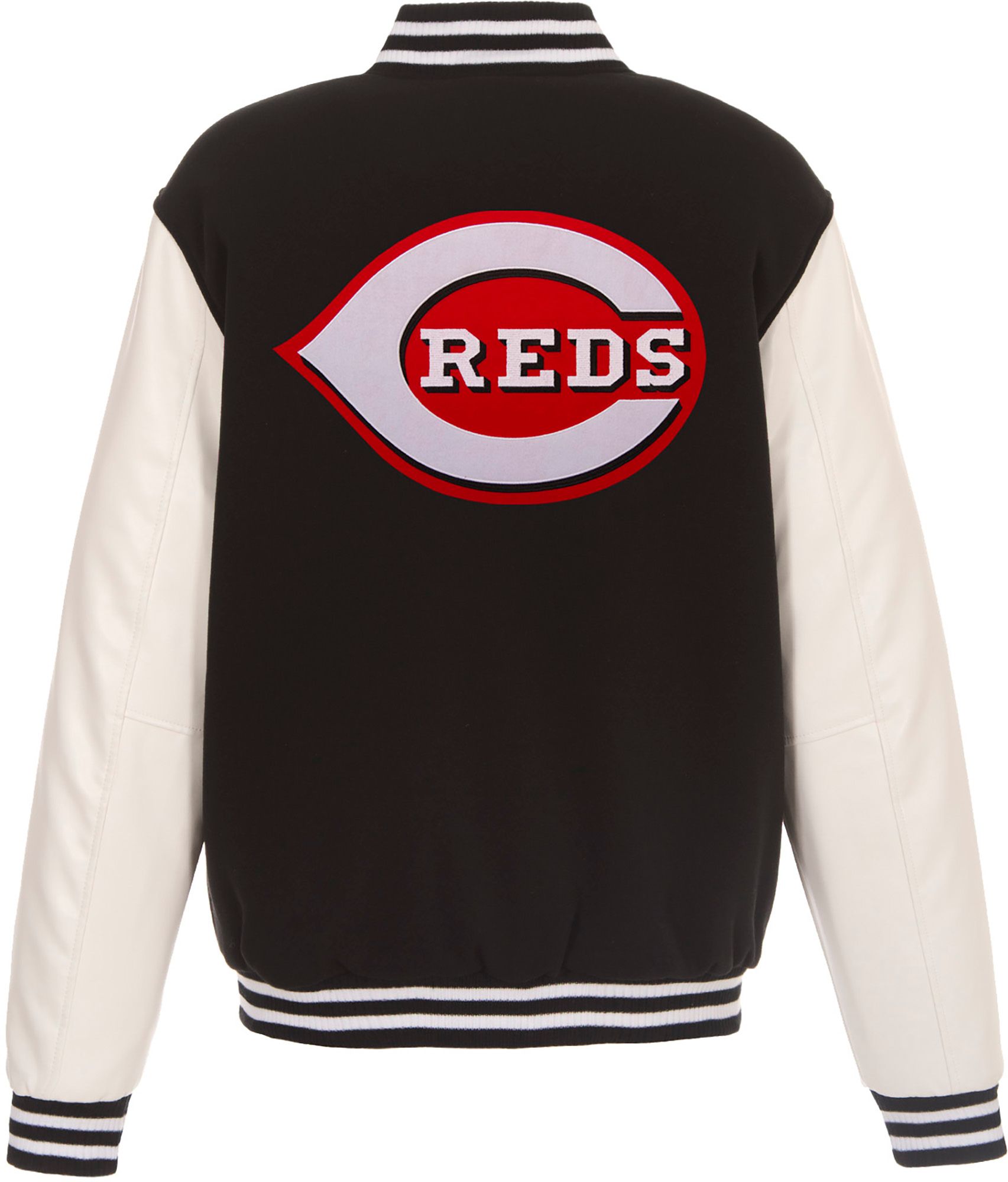 JH Design Men's Cincinnati Reds Black Reversible  Varsity Jacket product image
