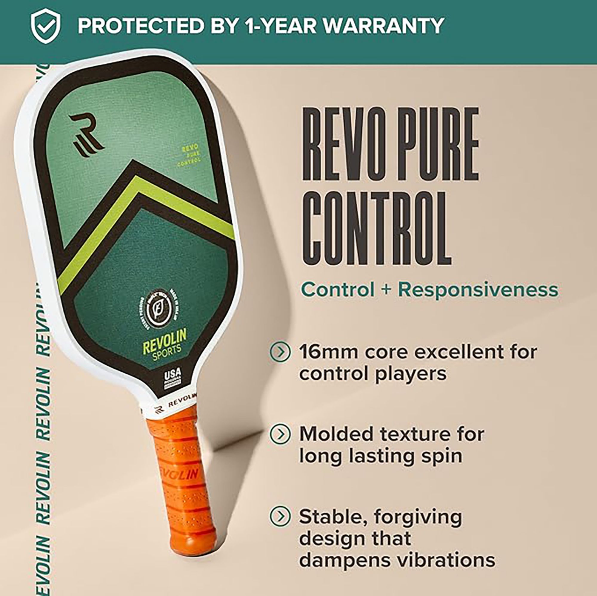 Revolin Revo Pure Control 16mm Pickleball Paddle