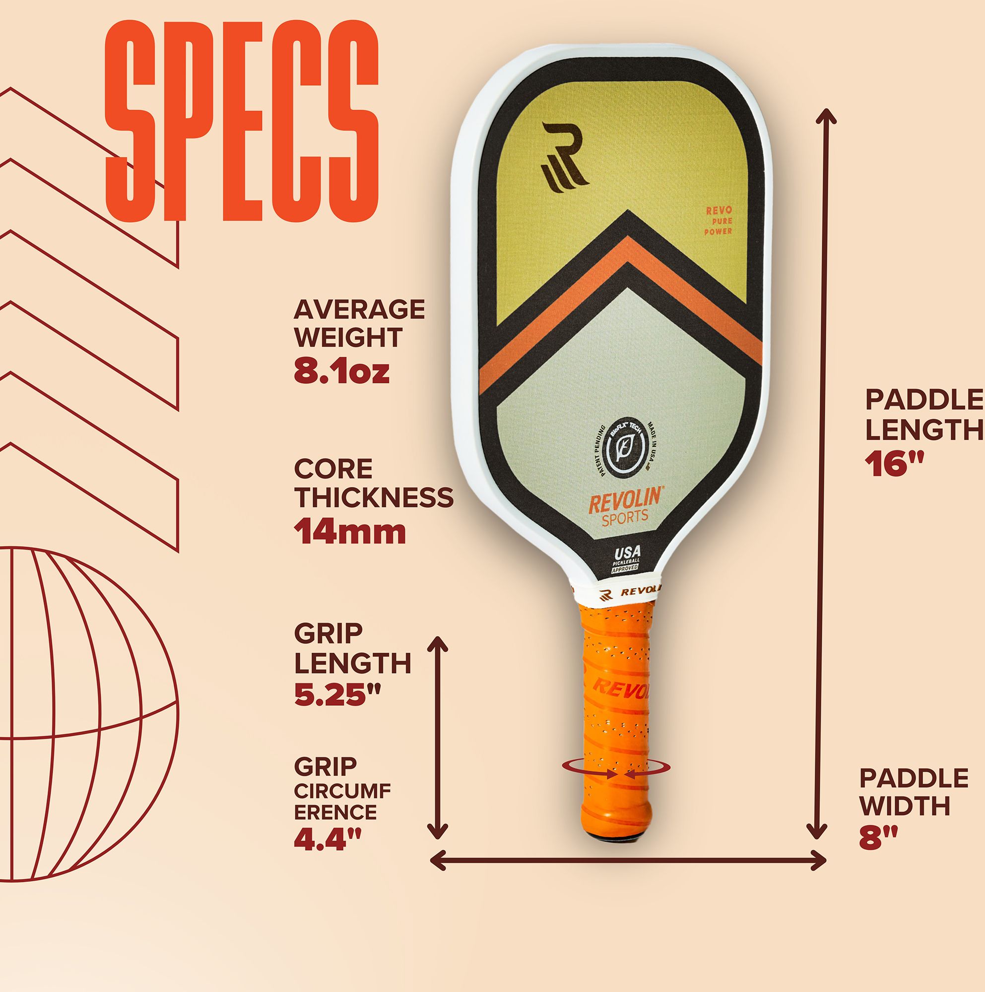 Revolin Pure Power 13mm Pickleball Paddle product image