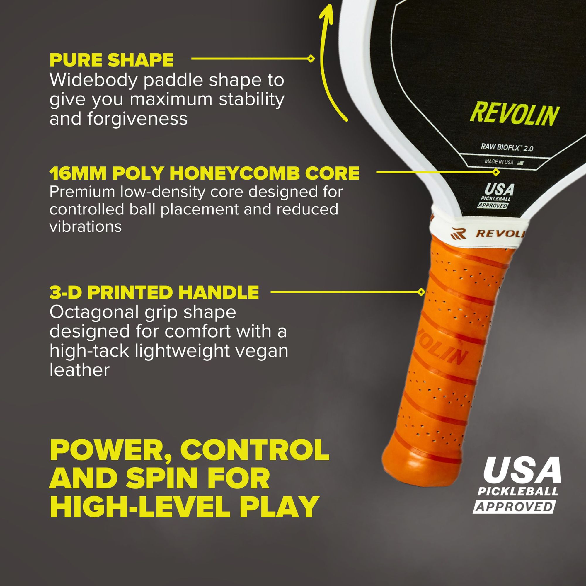 Revolin Revo PRO Pure Hybrid Pickleball Paddle product image
