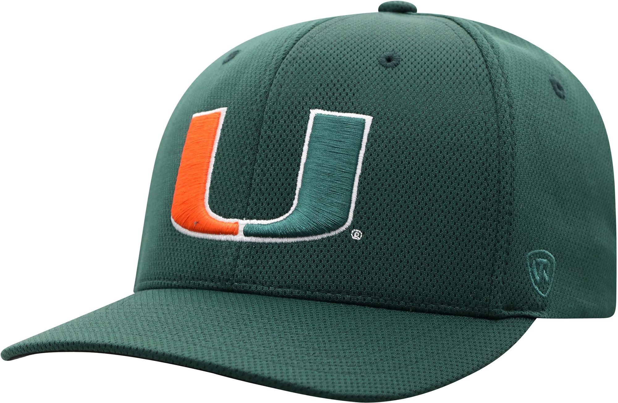 Top of the World Men's Miami Hurricanes Green Reflex Stretch Fit Hat