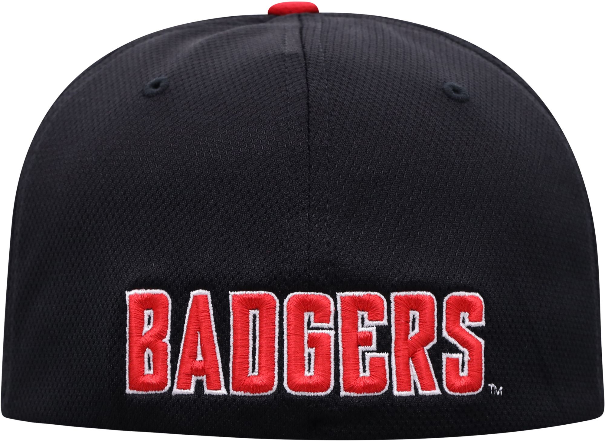 Top of the World Men's Wisconsin Badgers Black/Red Stretch-Fit Hat