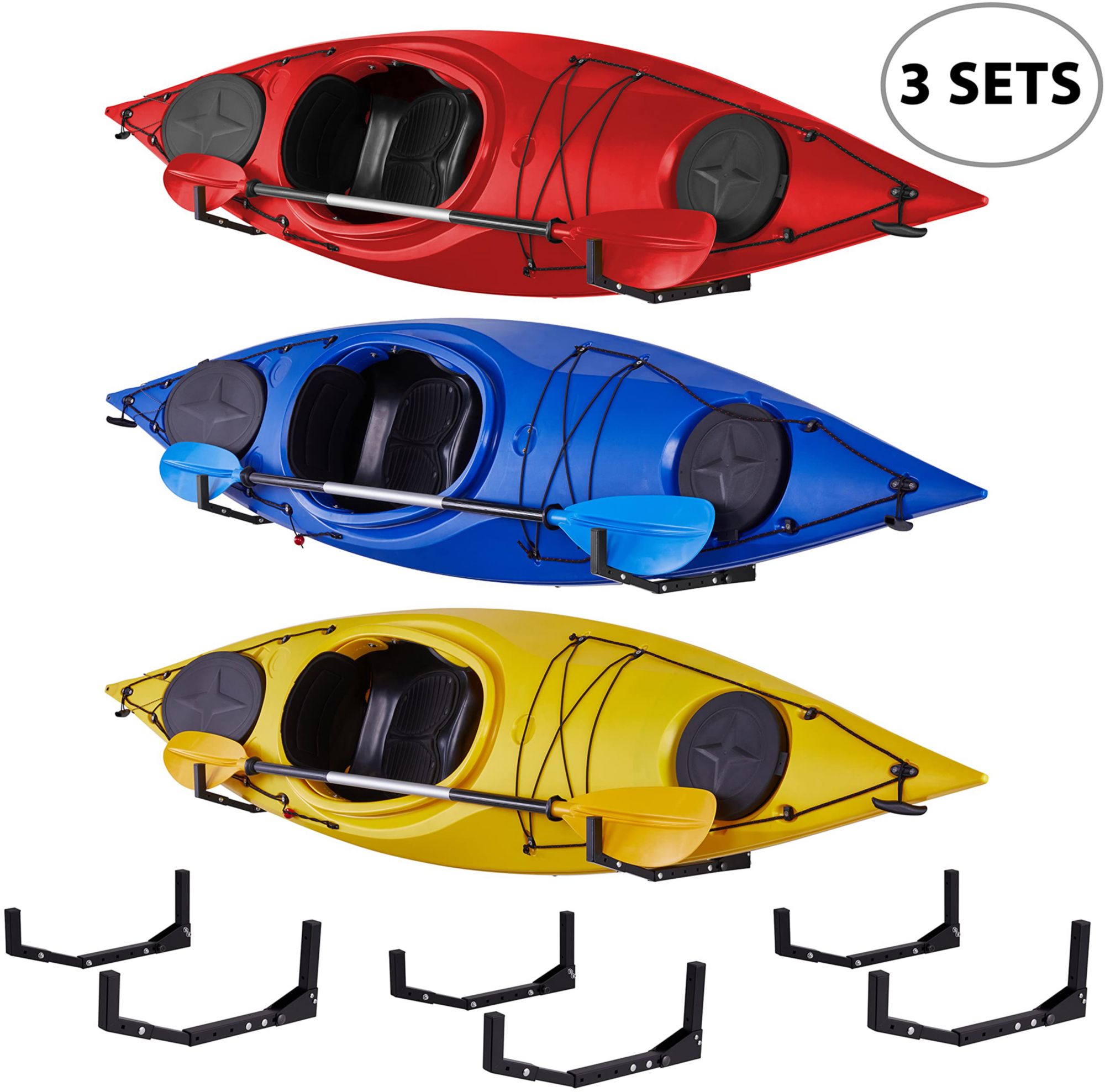 RaxGo Wall Mounted Kayak Rack 3 Pack product image